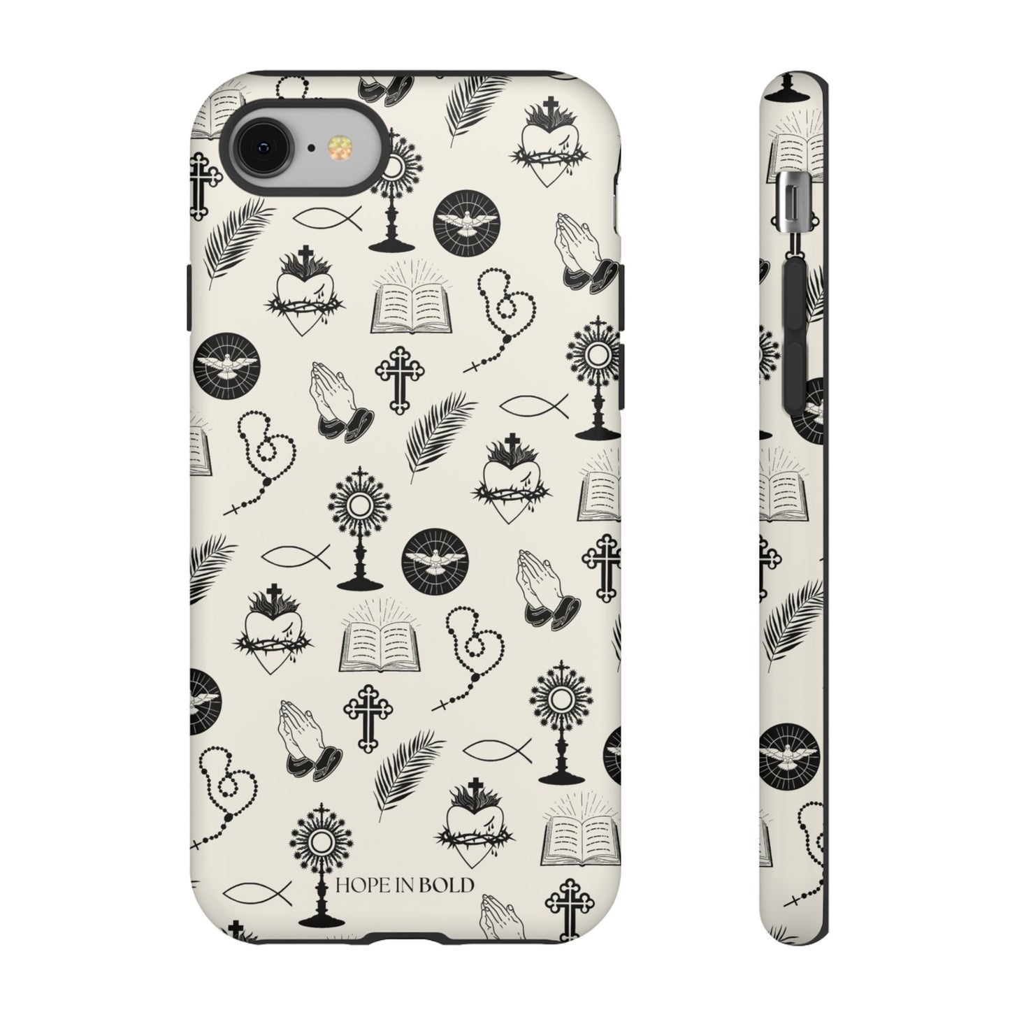 Catholic Toile Phone Case in Ecru/Black