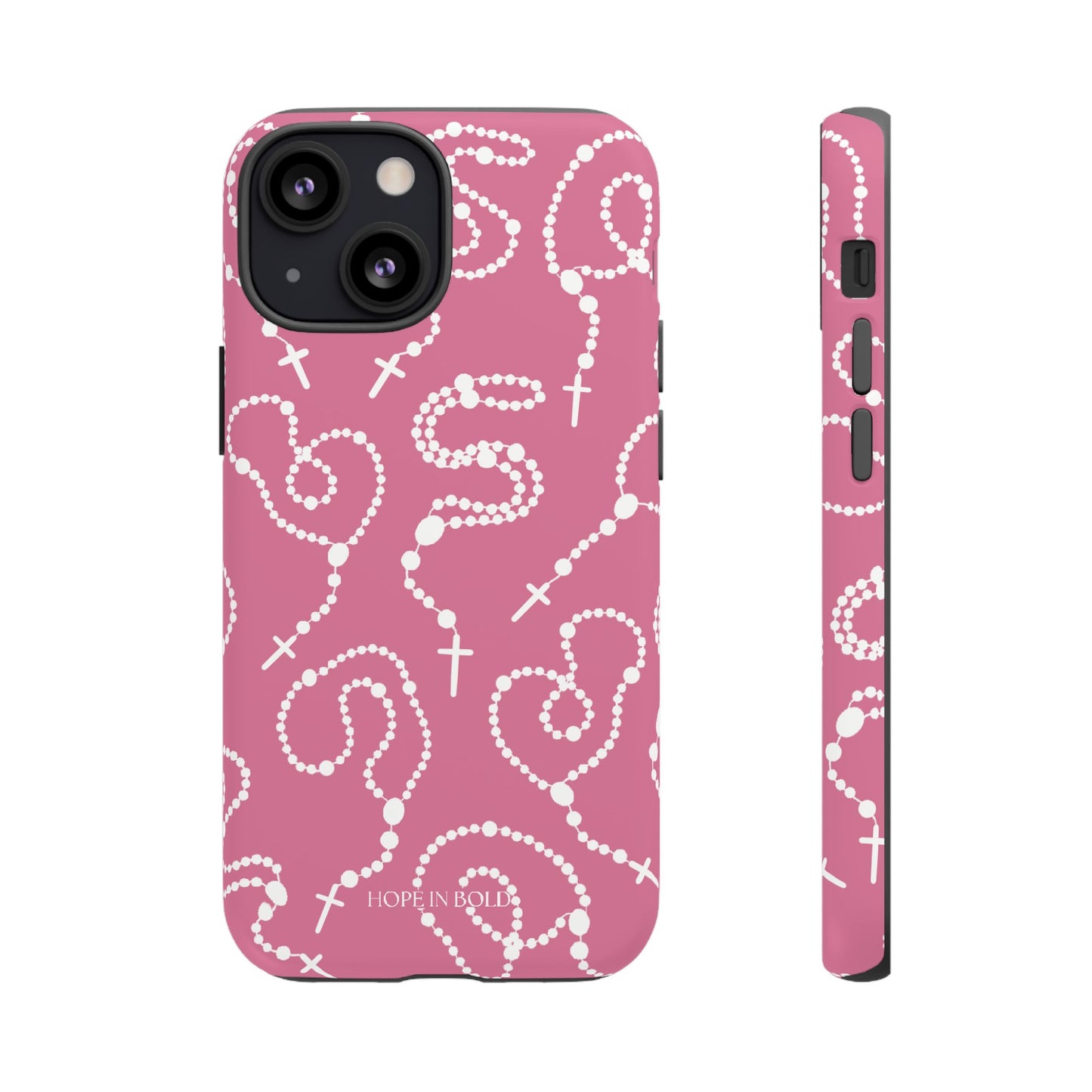 Rosary Phone Case in Pink/Ecru