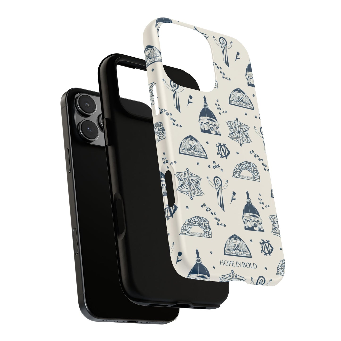 South Bend Toile Phone Case in Ecru/Navy