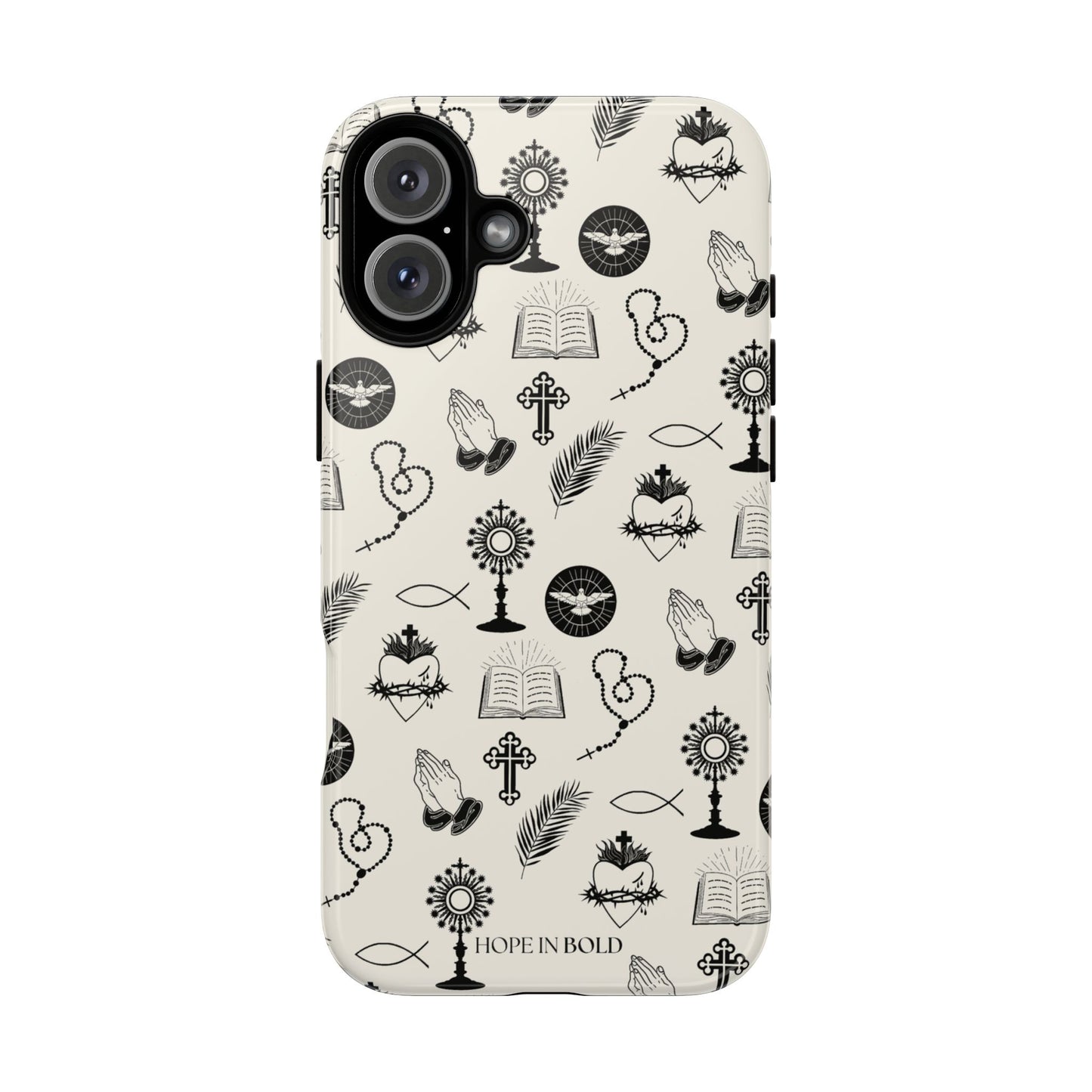 Catholic Toile Phone Case in Ecru/Black