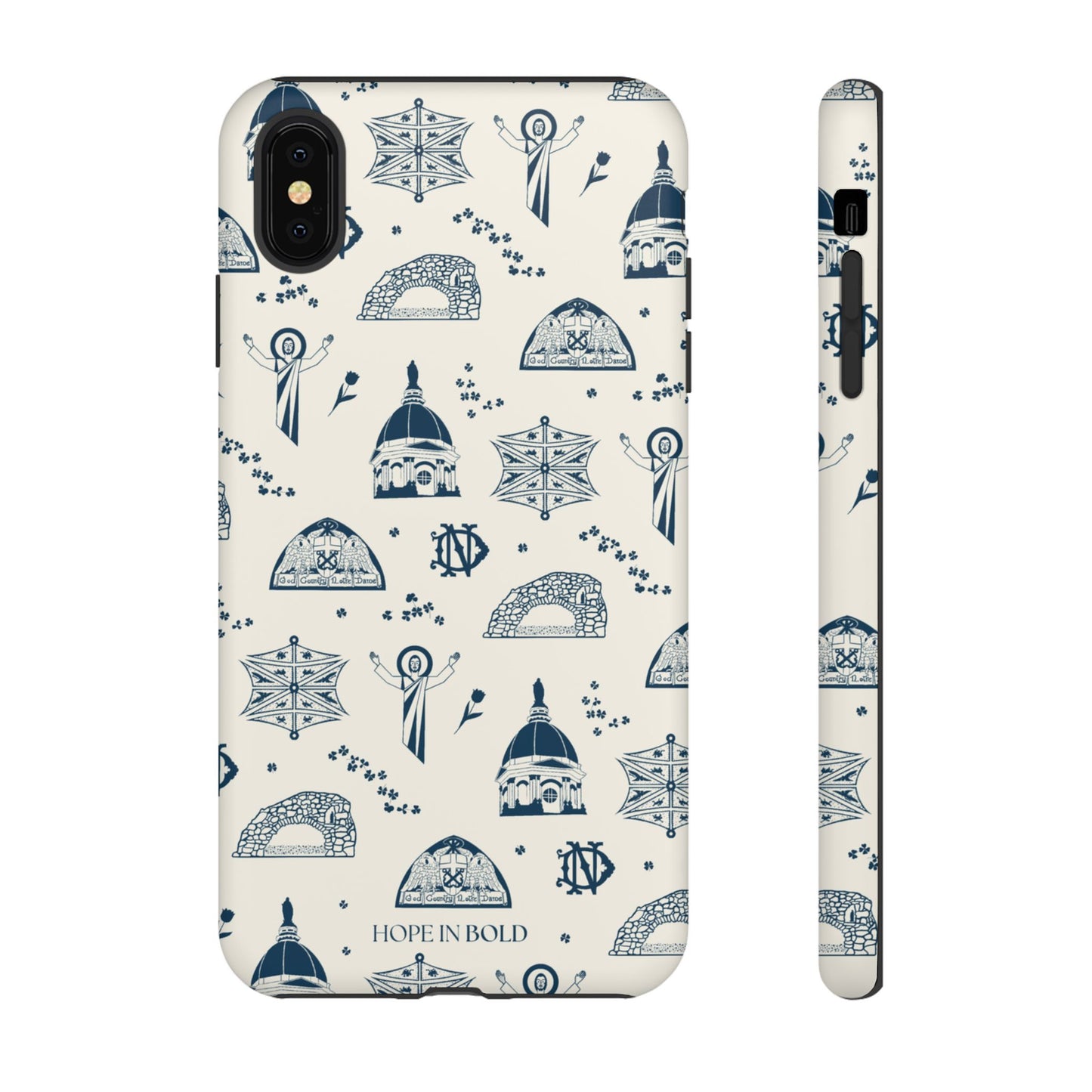 South Bend Toile Phone Case in Ecru/Navy