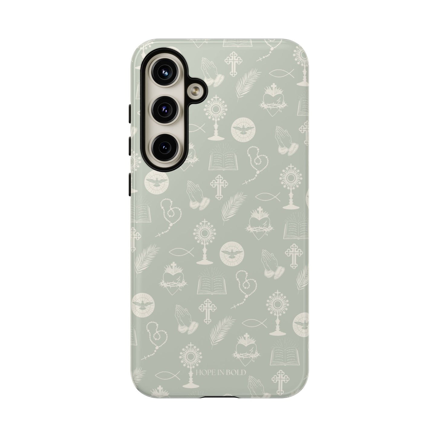 Catholic Toile Phone Case in Sage/Ecru