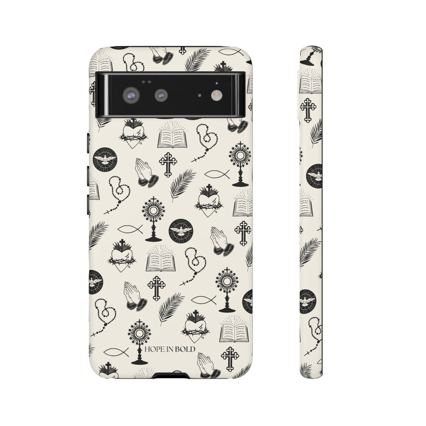 Catholic Toile Phone Case in Ecru/Black
