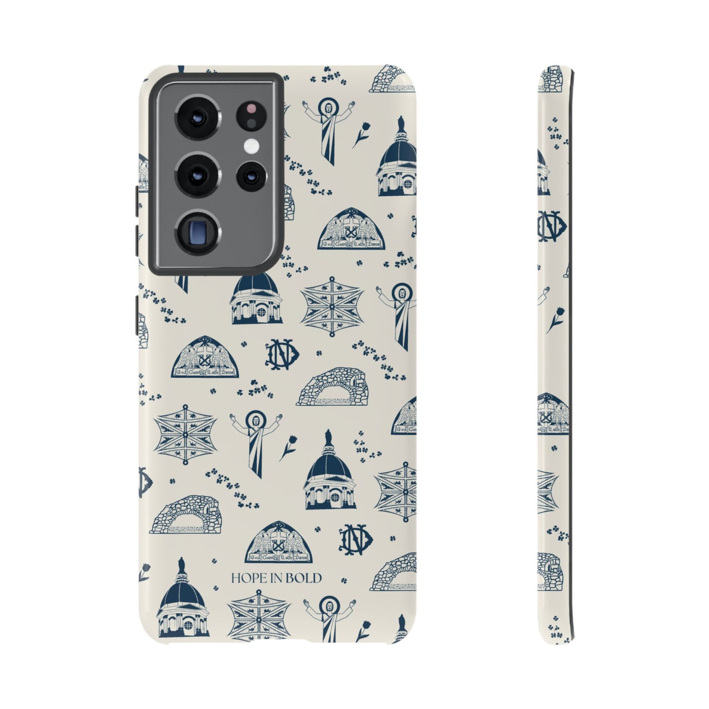 South Bend Toile Phone Case in Ecru/Navy