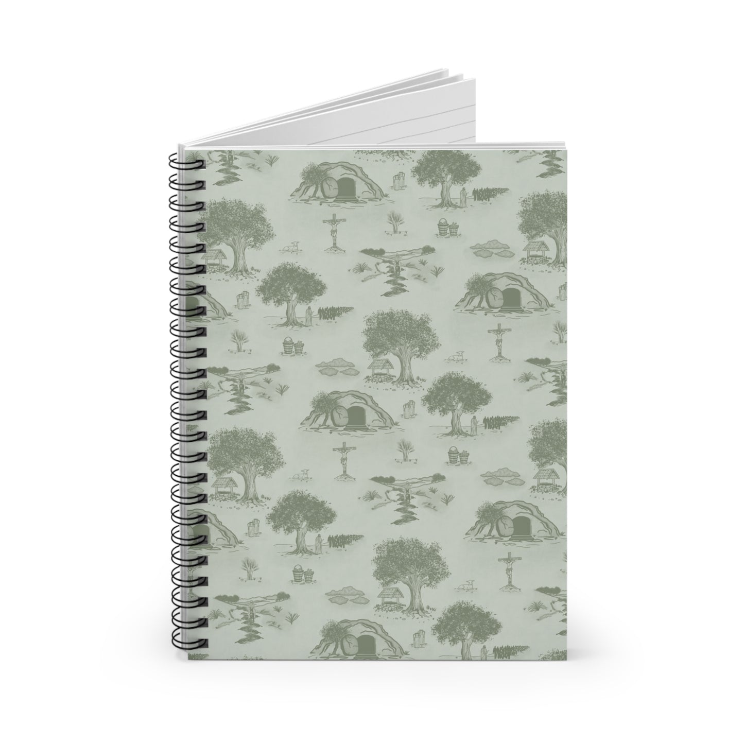 Jesus Toile Spiral Notebook in Sage