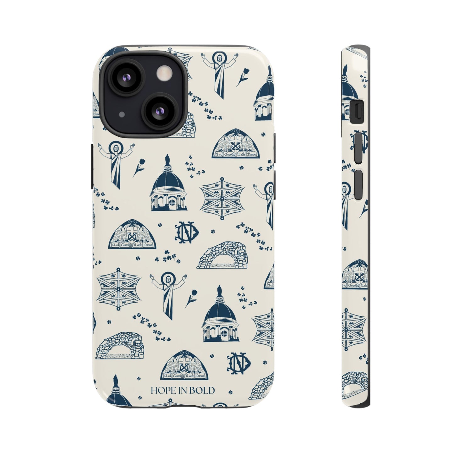 South Bend Toile Phone Case in Ecru/Navy