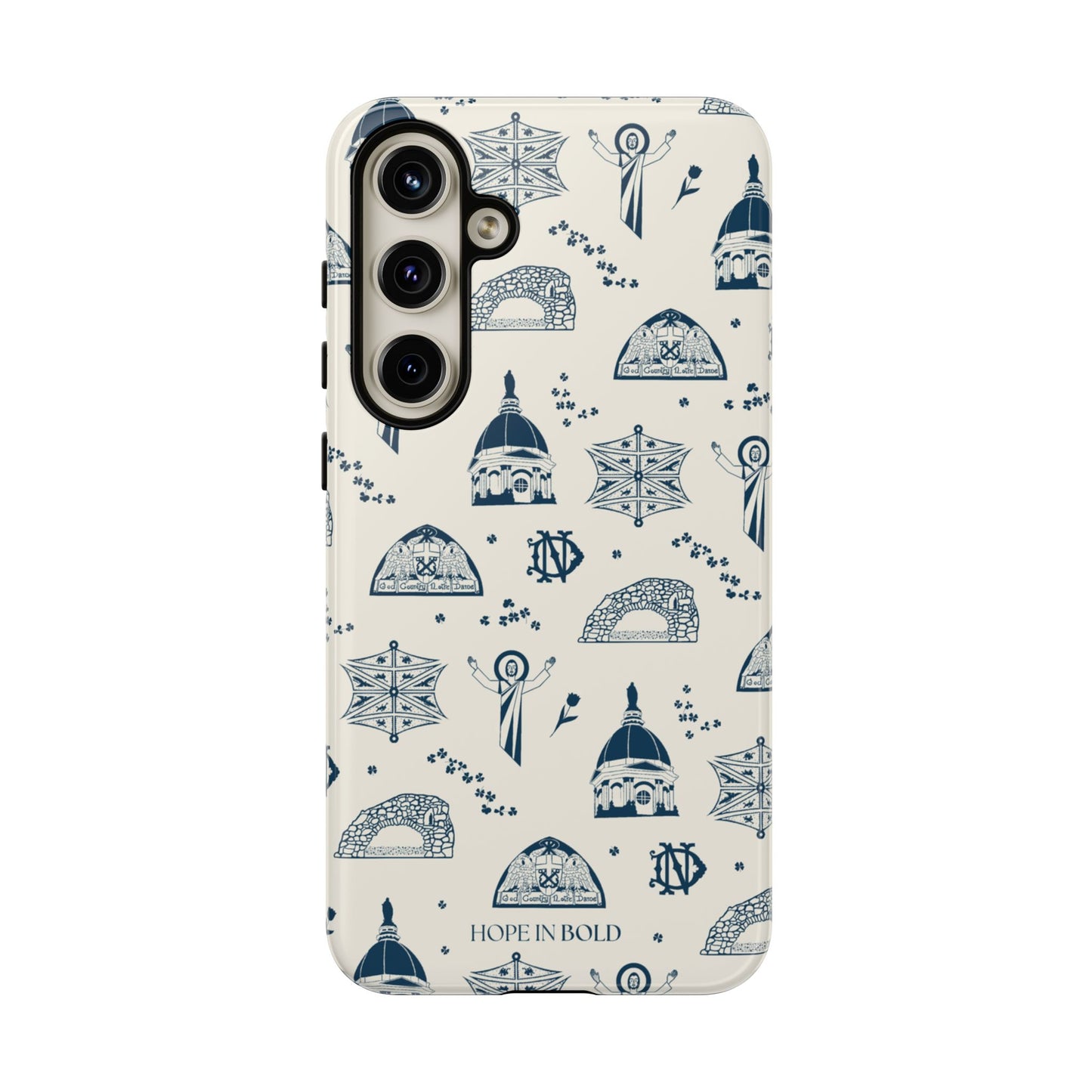 South Bend Toile Phone Case in Ecru/Navy