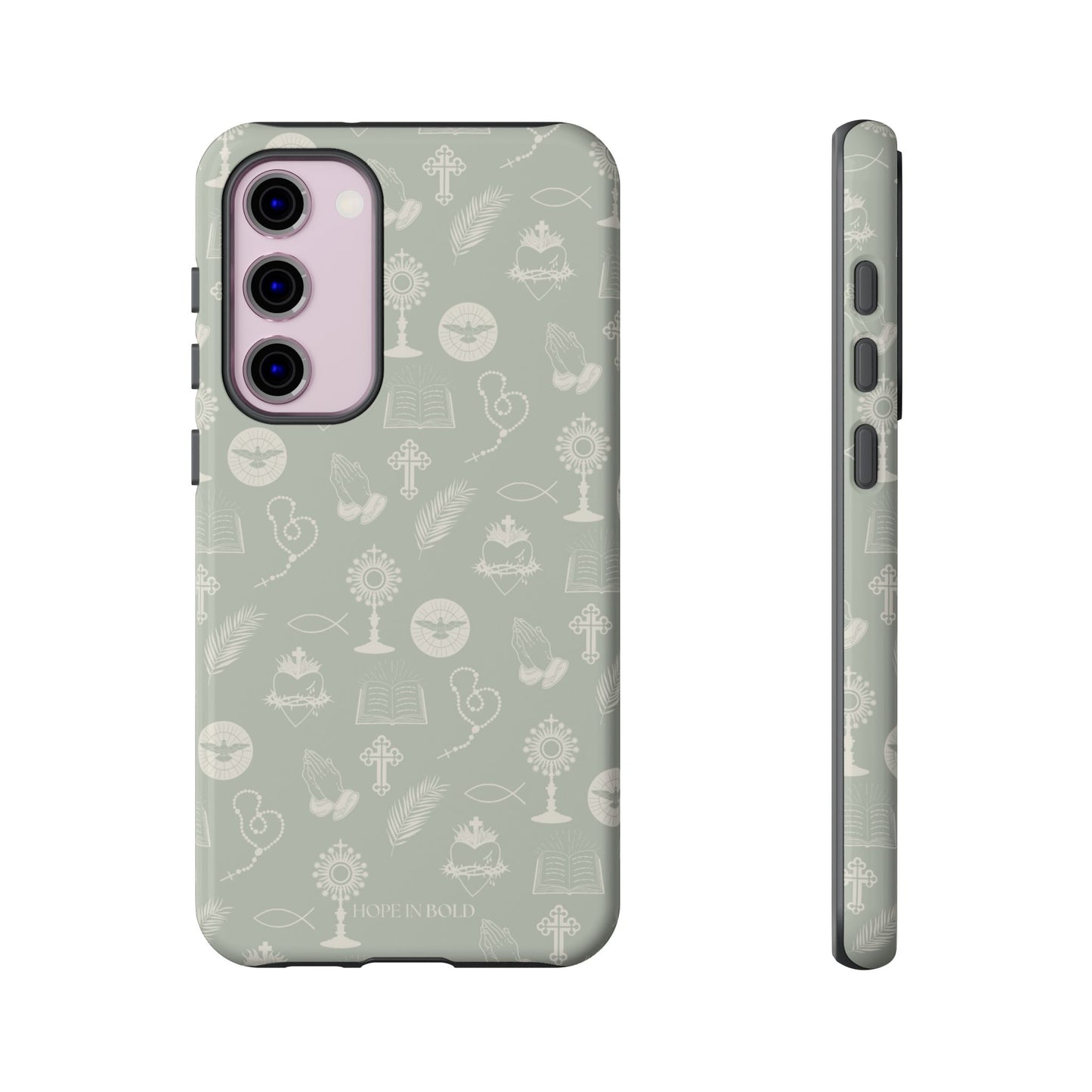 Catholic Toile Phone Case in Sage/Ecru