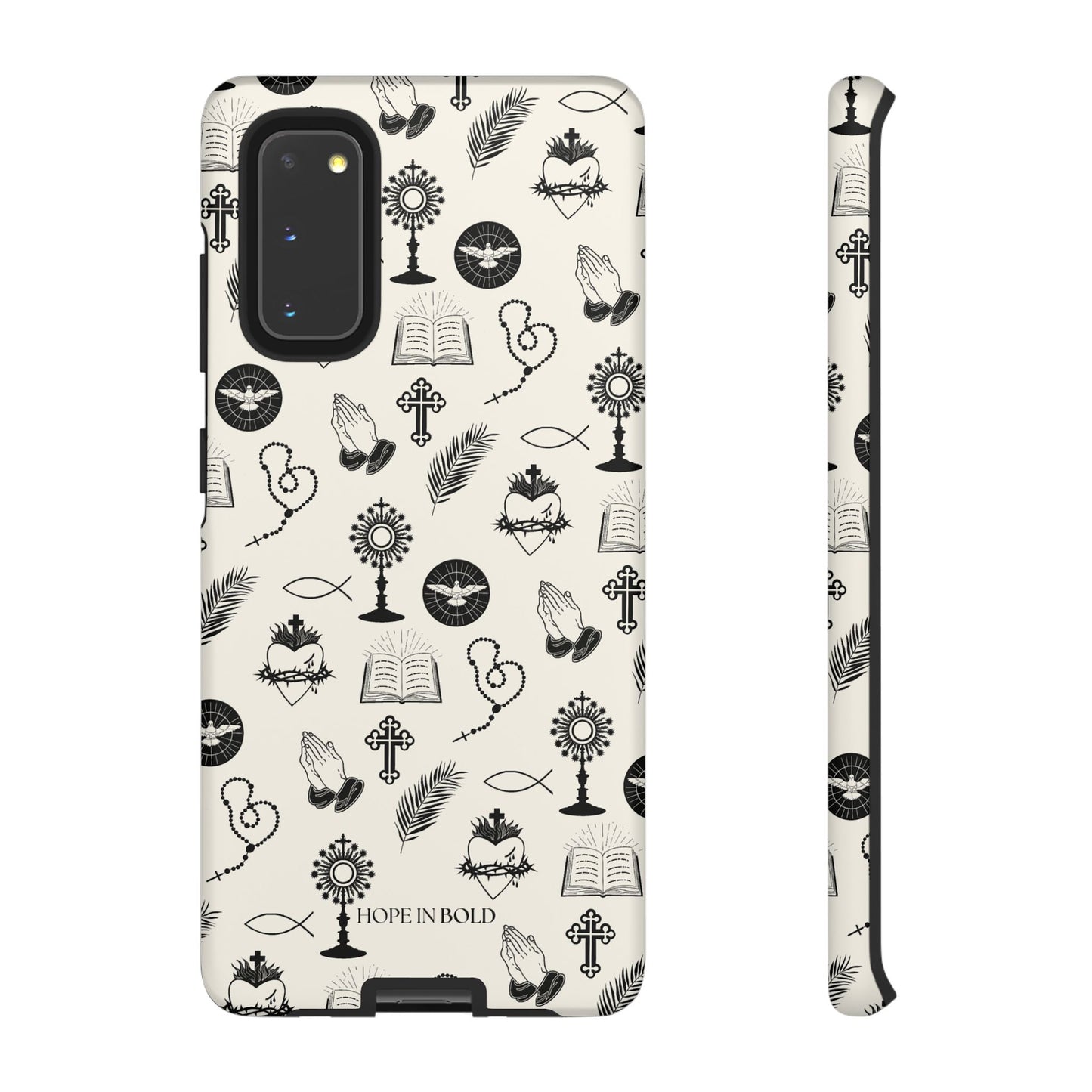 Catholic Toile Phone Case in Ecru/Black