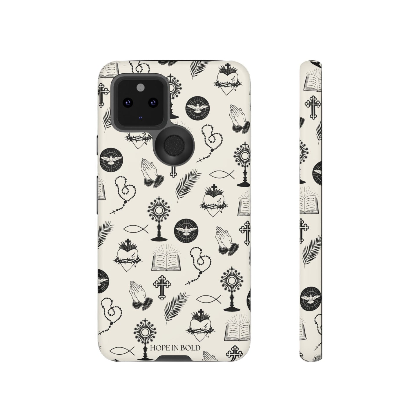 Catholic Toile Phone Case in Ecru/Black