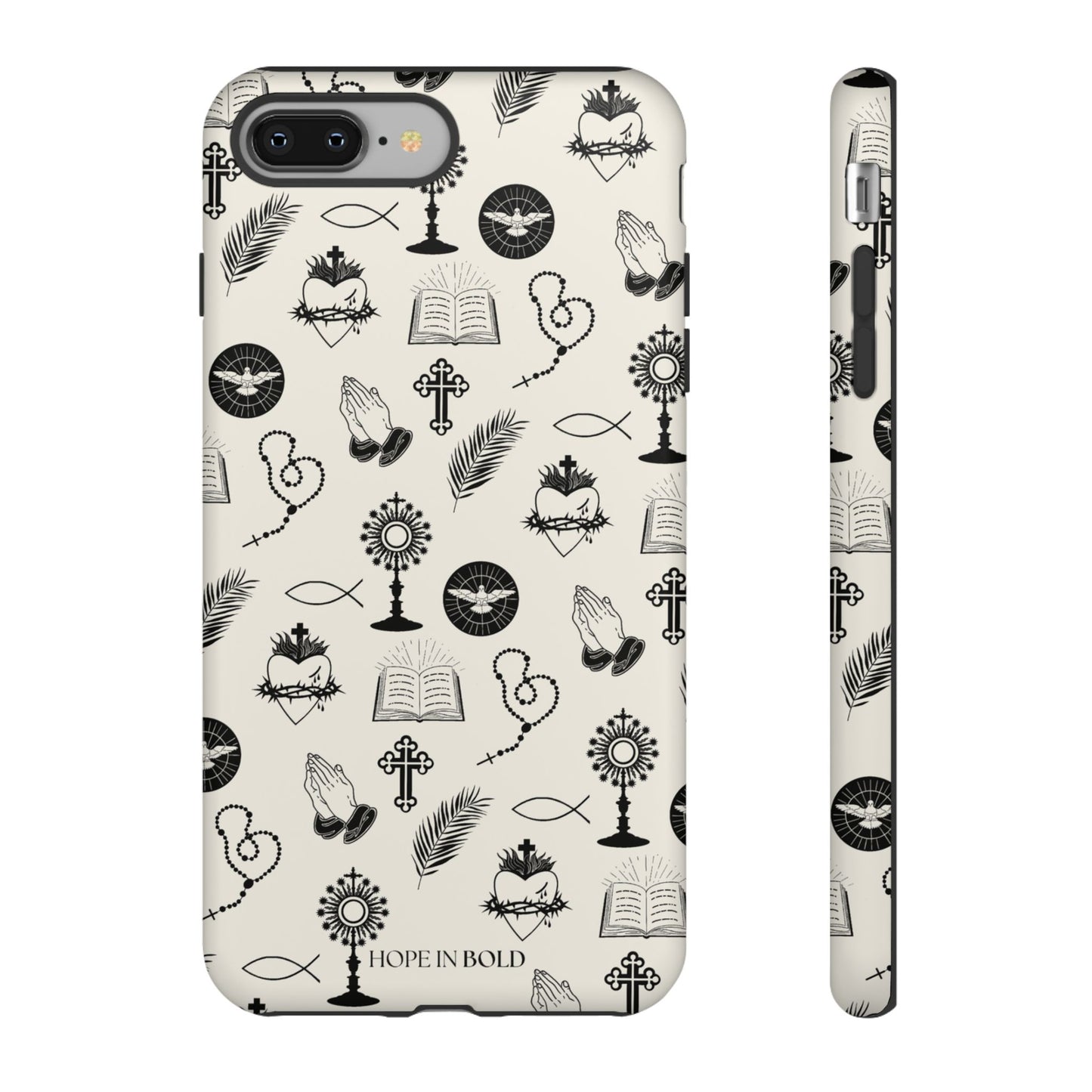 Catholic Toile Phone Case in Ecru/Black