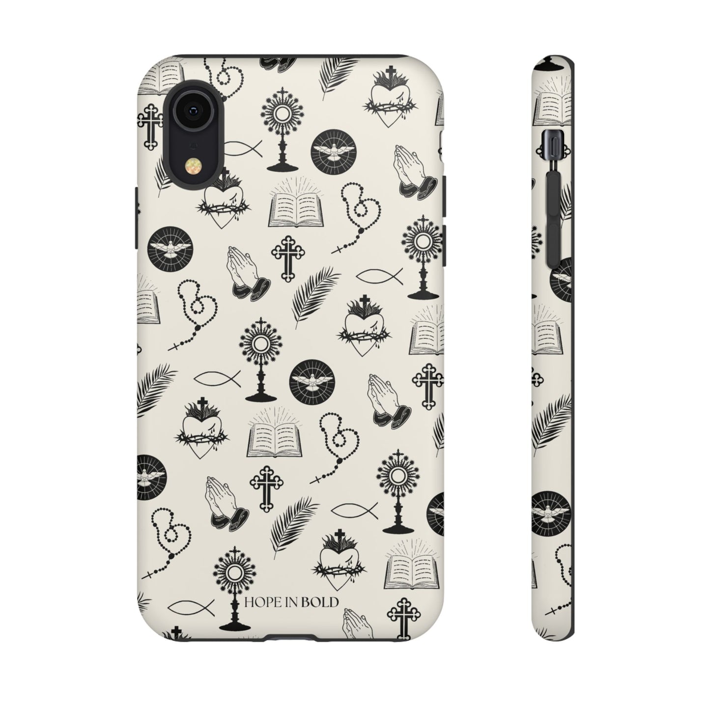 Catholic Toile Phone Case in Ecru/Black