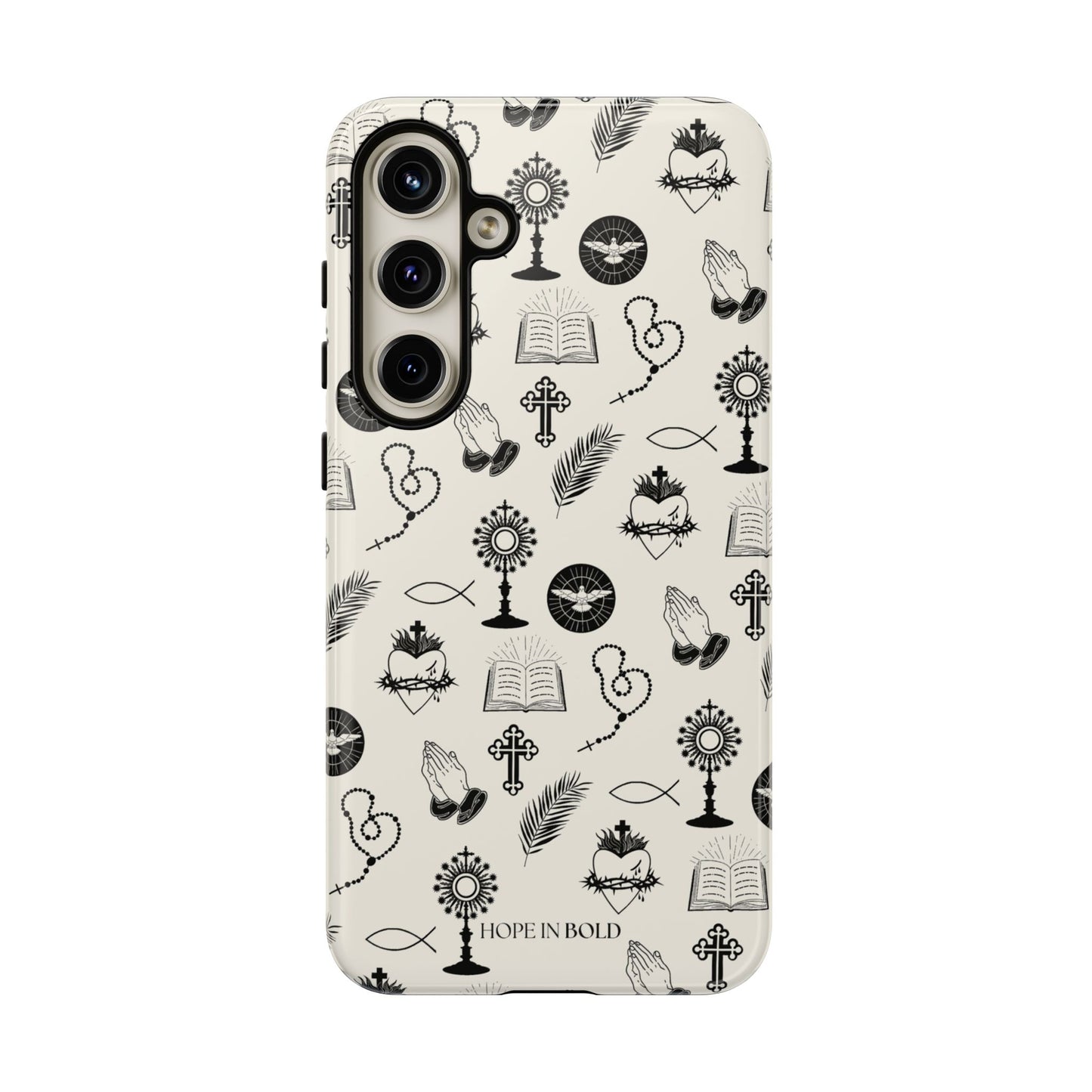 Catholic Toile Phone Case in Ecru/Black
