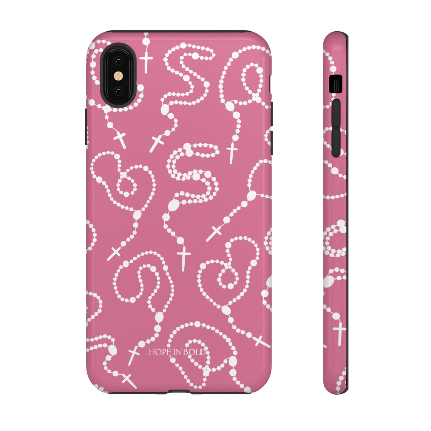 Rosary Phone Case in Pink/Ecru