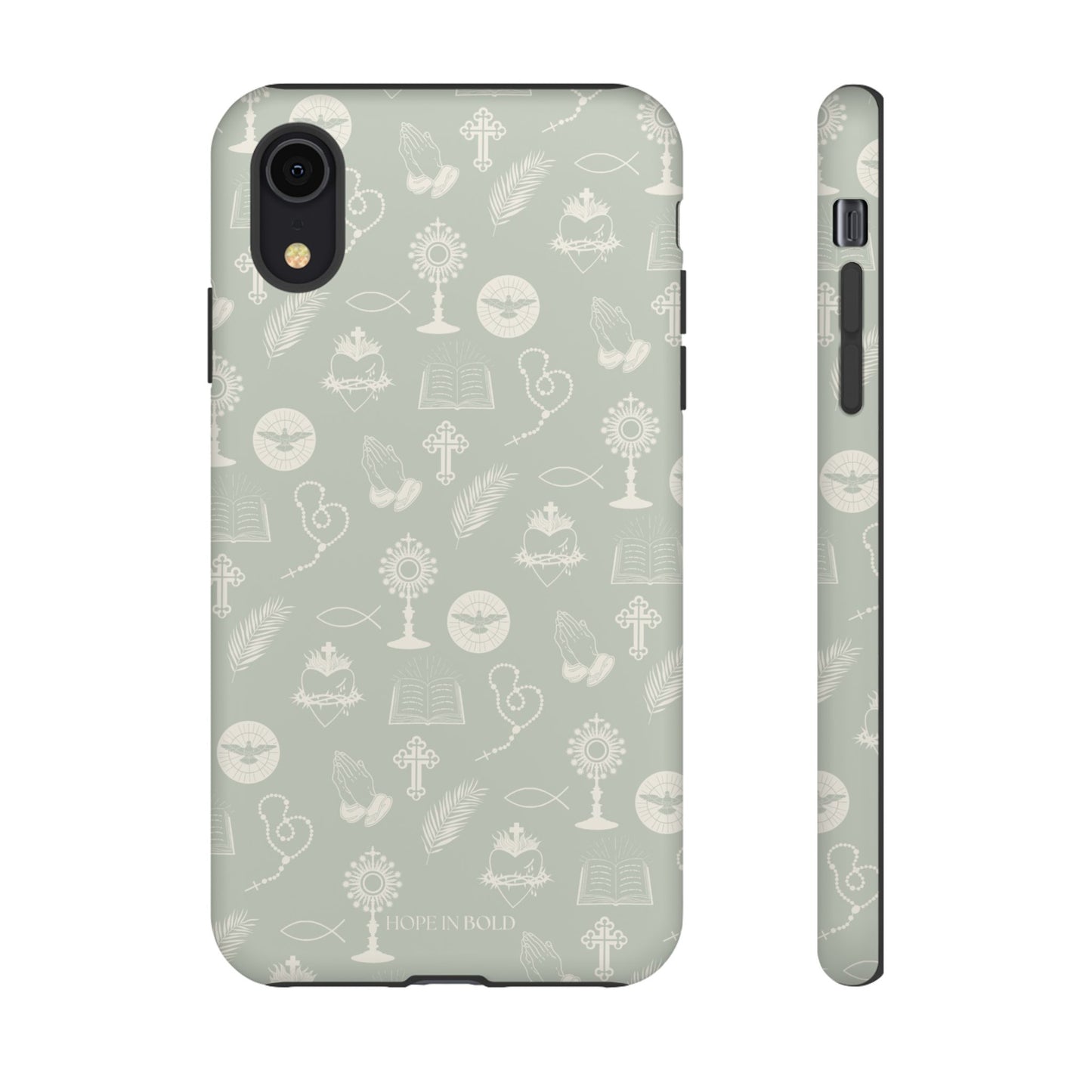 Catholic Toile Phone Case in Sage/Ecru