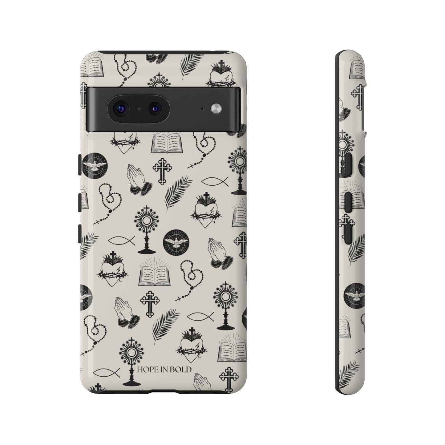 Catholic Toile Phone Case in Ecru/Black