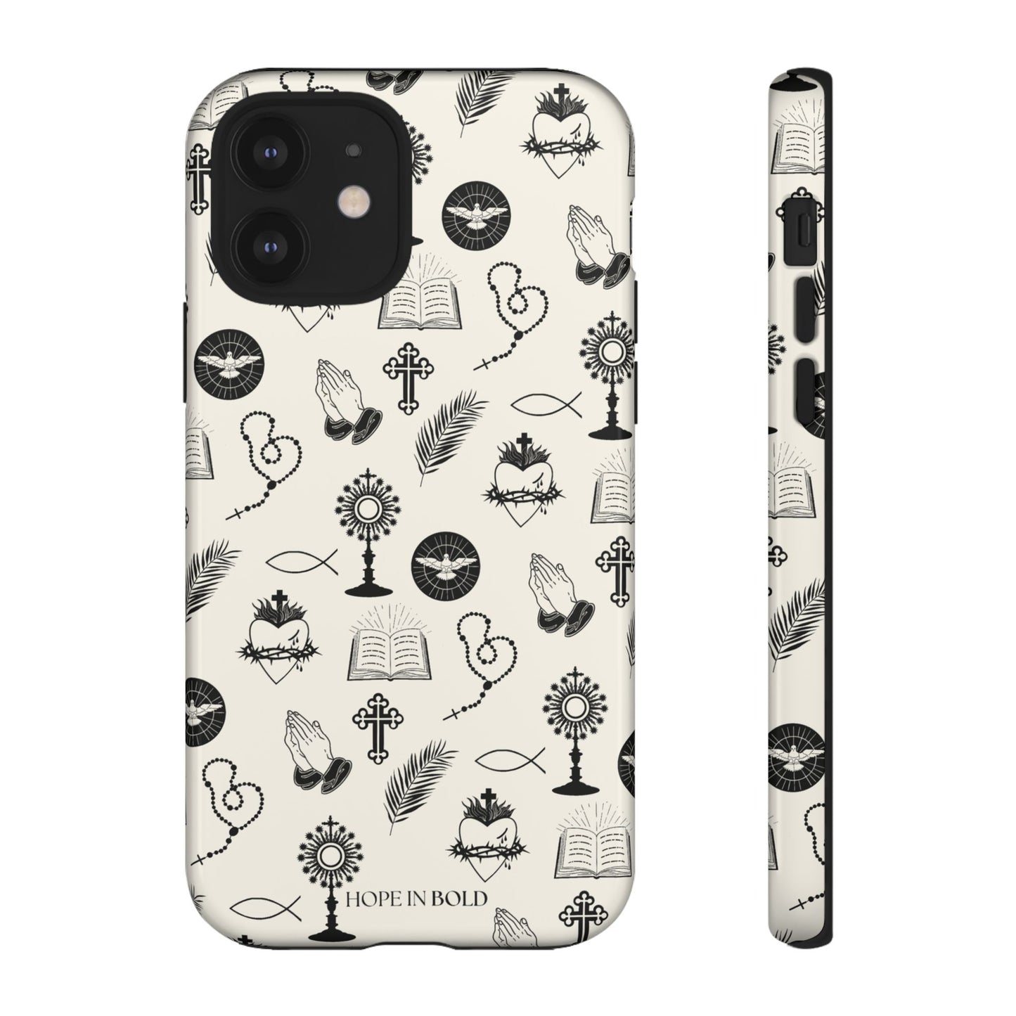 Catholic Toile Phone Case in Ecru/Black