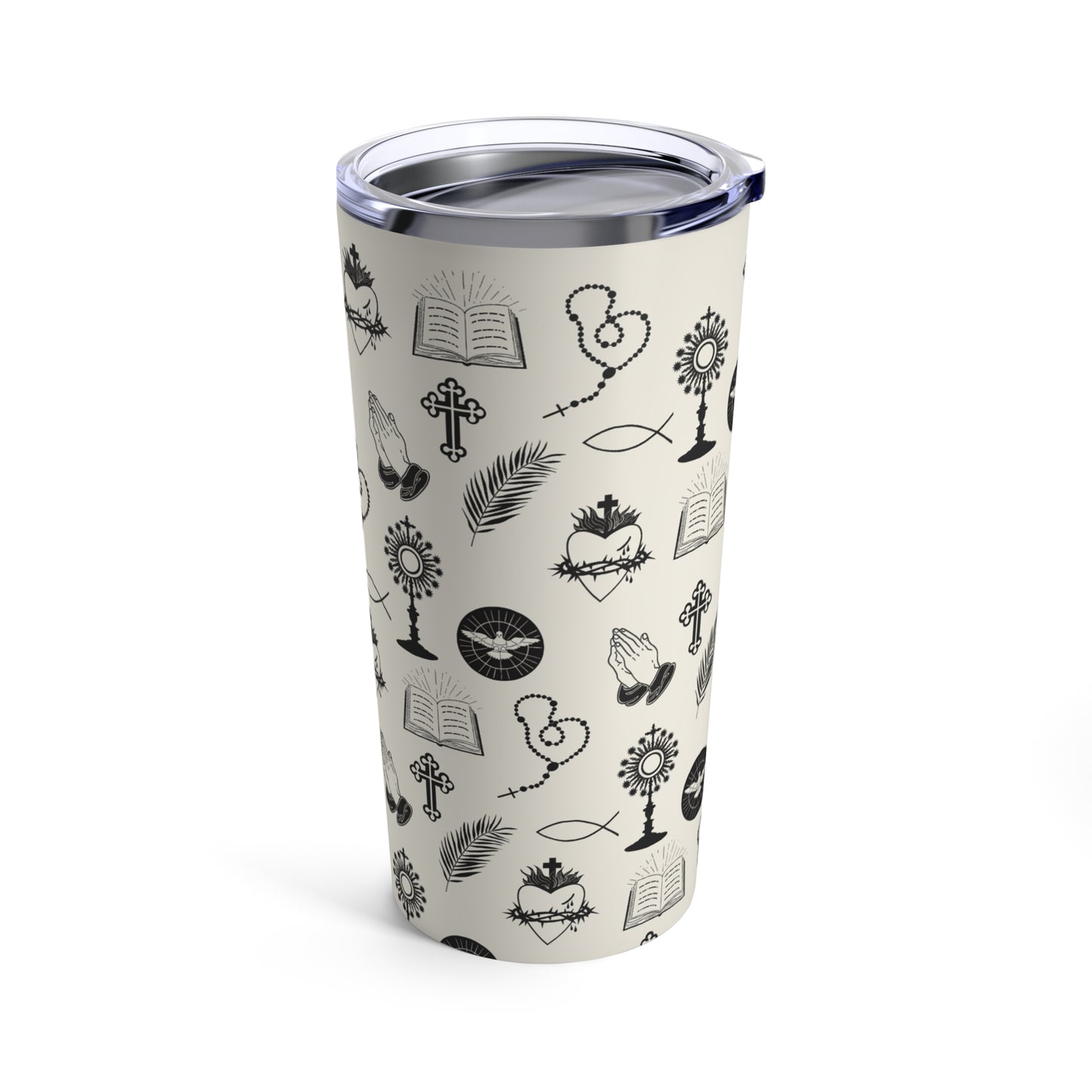 Catholic Toile Tumbler in Ecru/Black