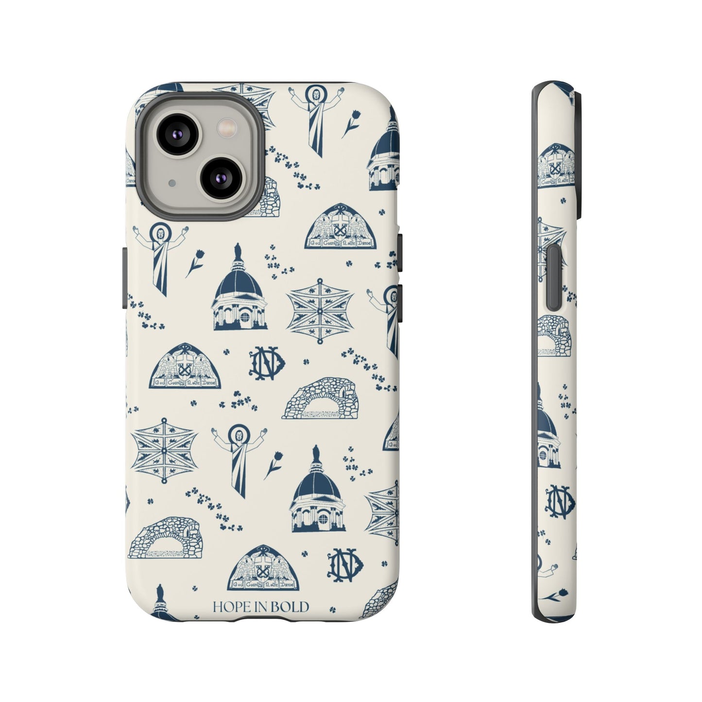 South Bend Toile Phone Case in Ecru/Navy