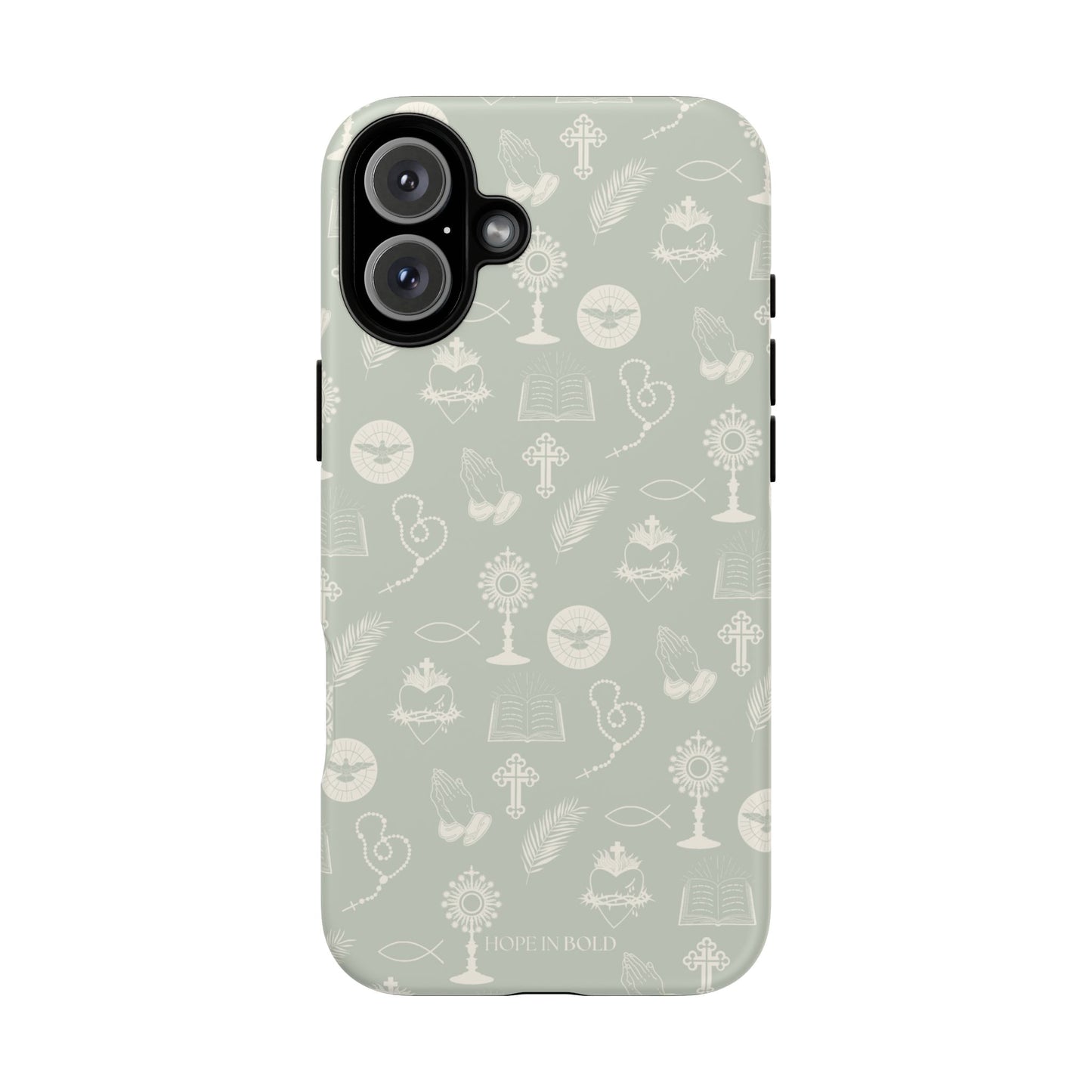 Catholic Toile Phone Case in Sage/Ecru