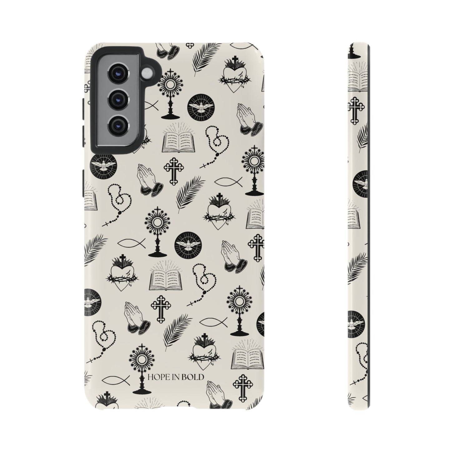 Catholic Toile Phone Case in Ecru/Black