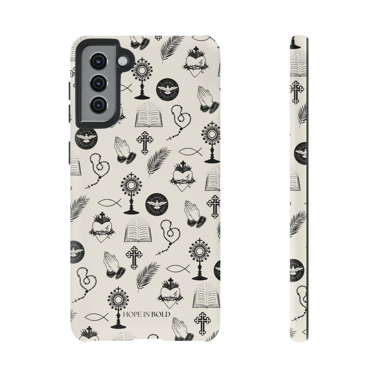 Catholic Toile Phone Case in Ecru/Black
