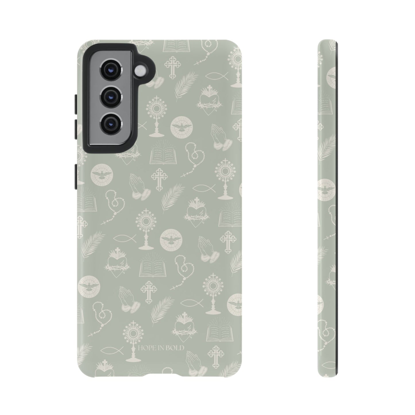 Catholic Toile Phone Case in Sage/Ecru