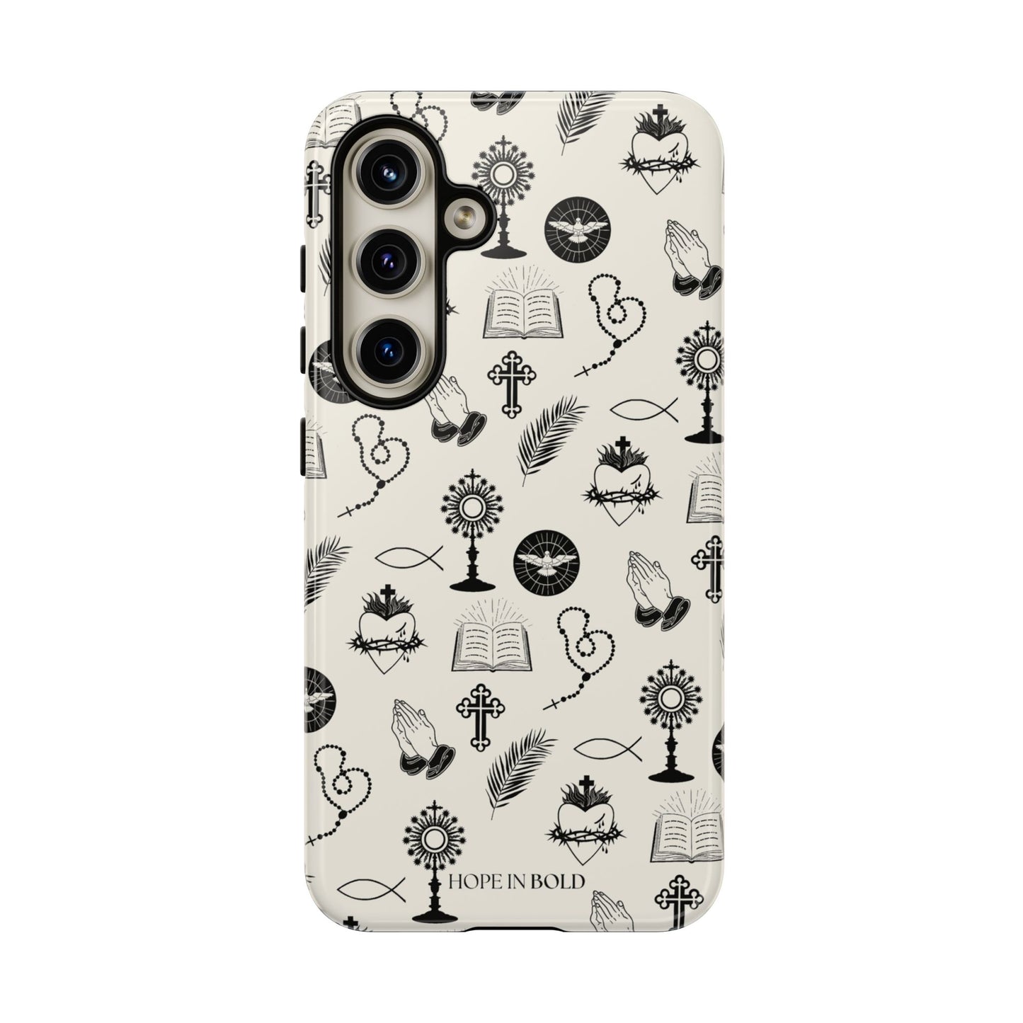 Catholic Toile Phone Case in Ecru/Black