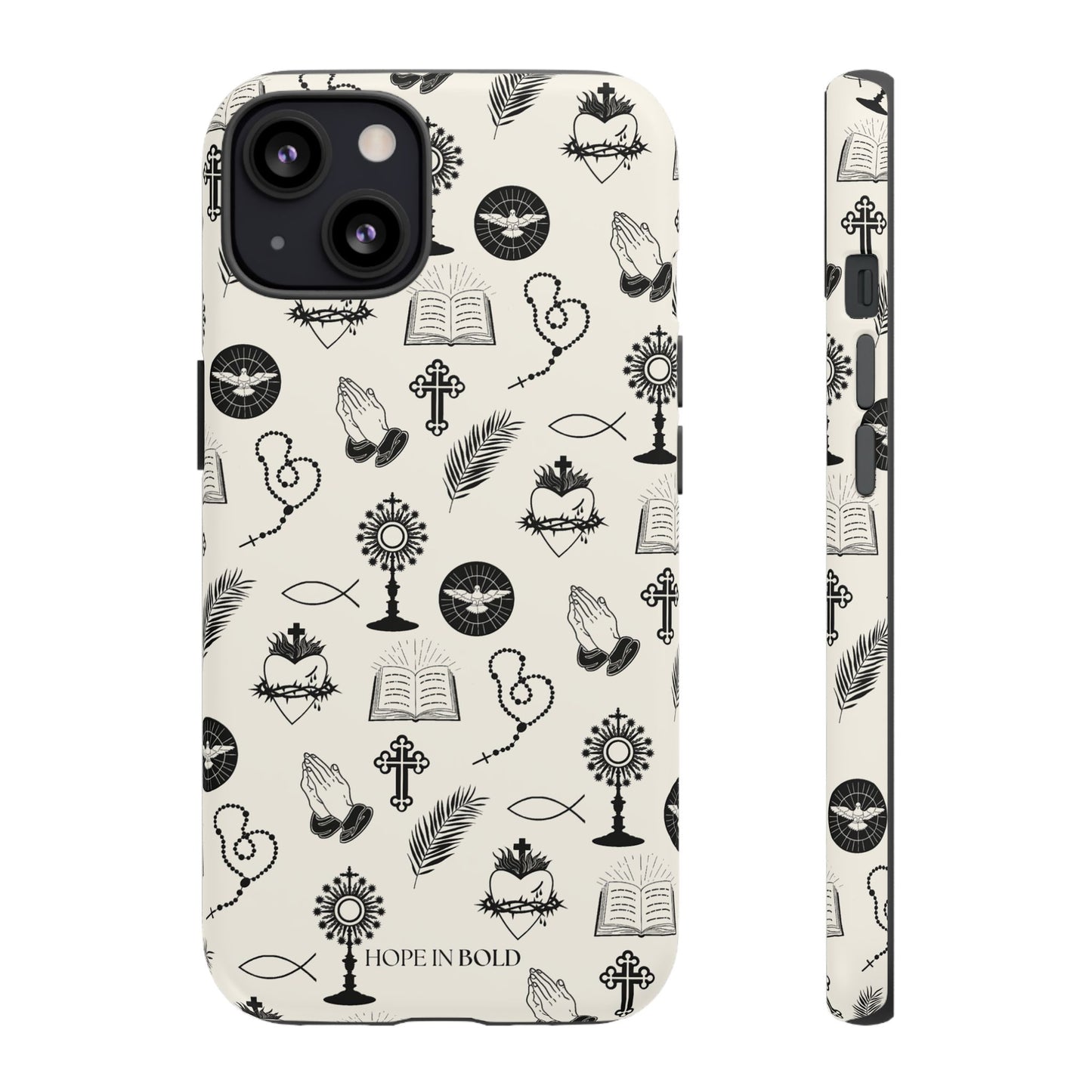 Catholic Toile Phone Case in Ecru/Black