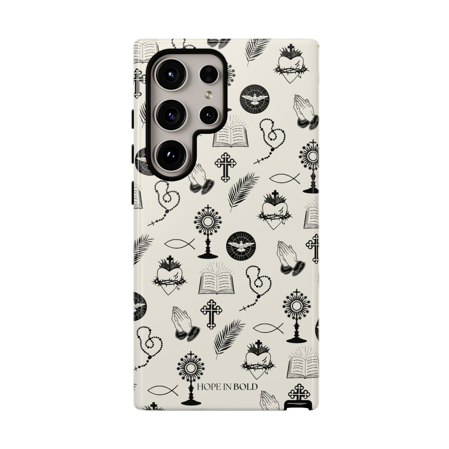 Catholic Toile Phone Case in Ecru/Black