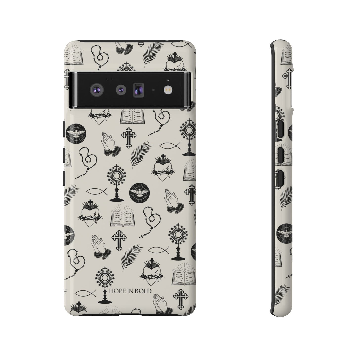 Catholic Toile Phone Case in Ecru/Black