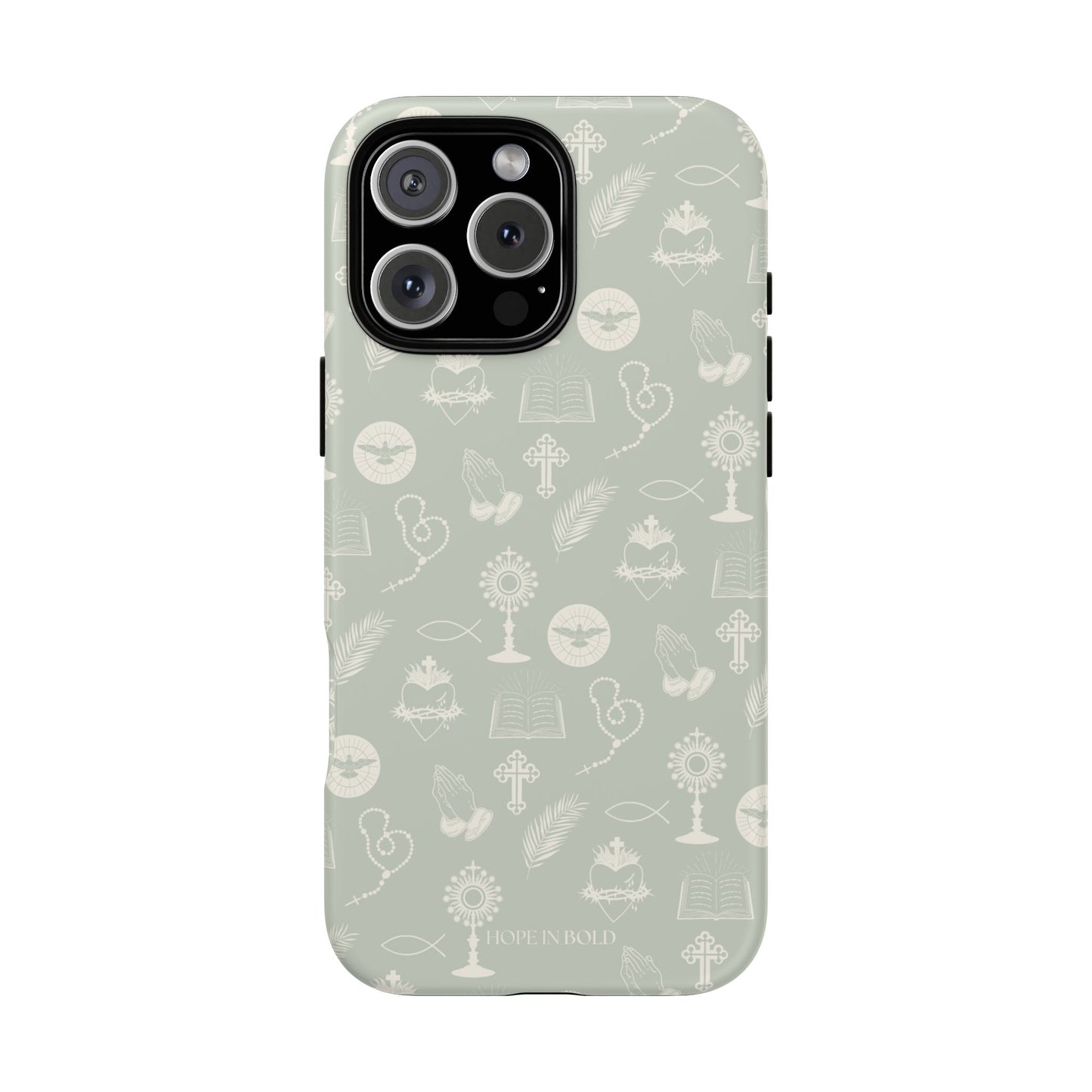 Catholic Toile Phone Case in Sage/Ecru