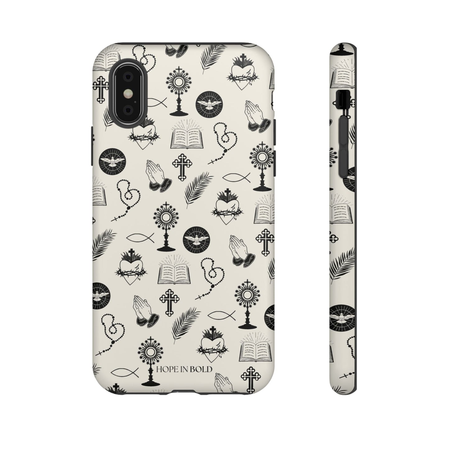 Catholic Toile Phone Case in Ecru/Black