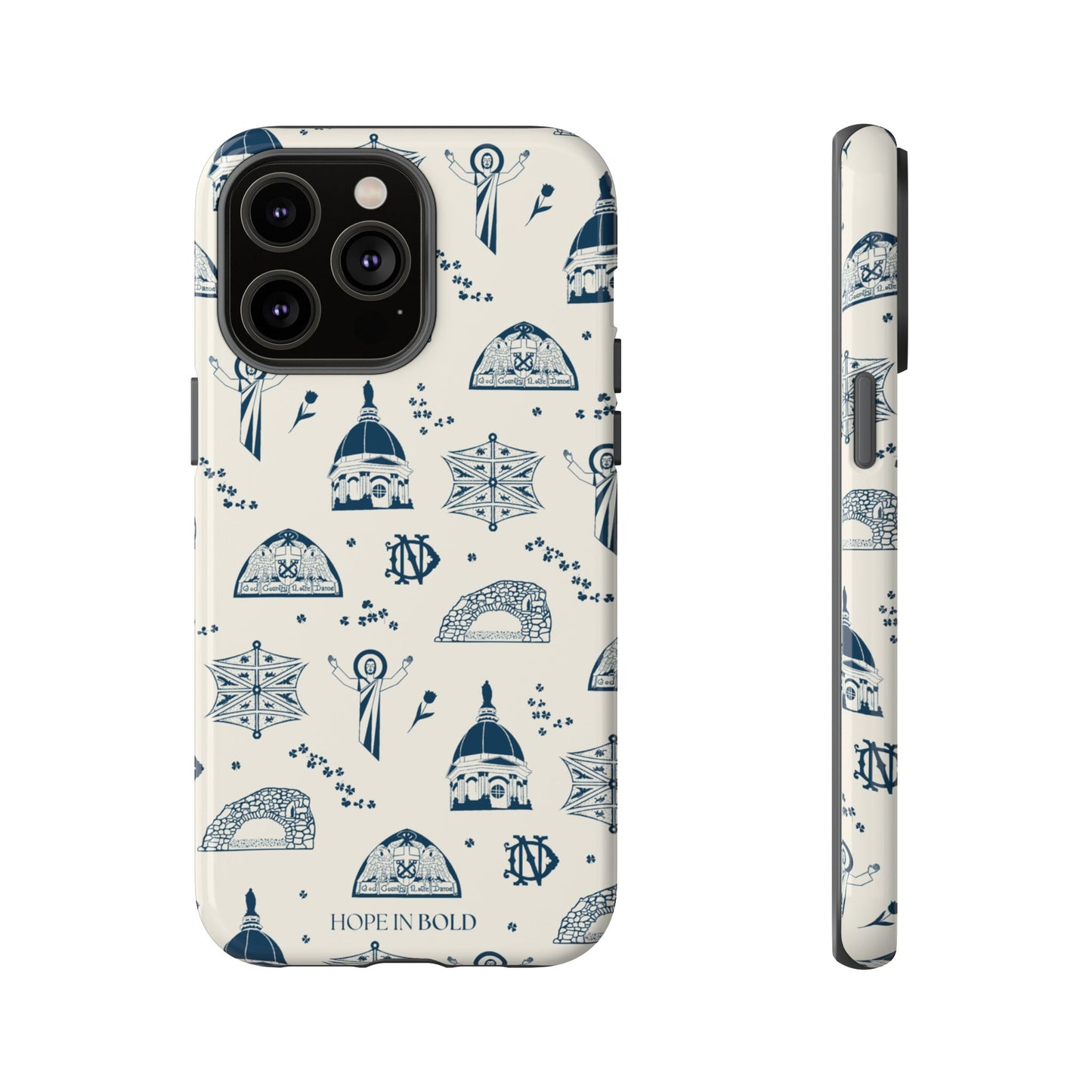 South Bend Toile Phone Case in Ecru/Navy