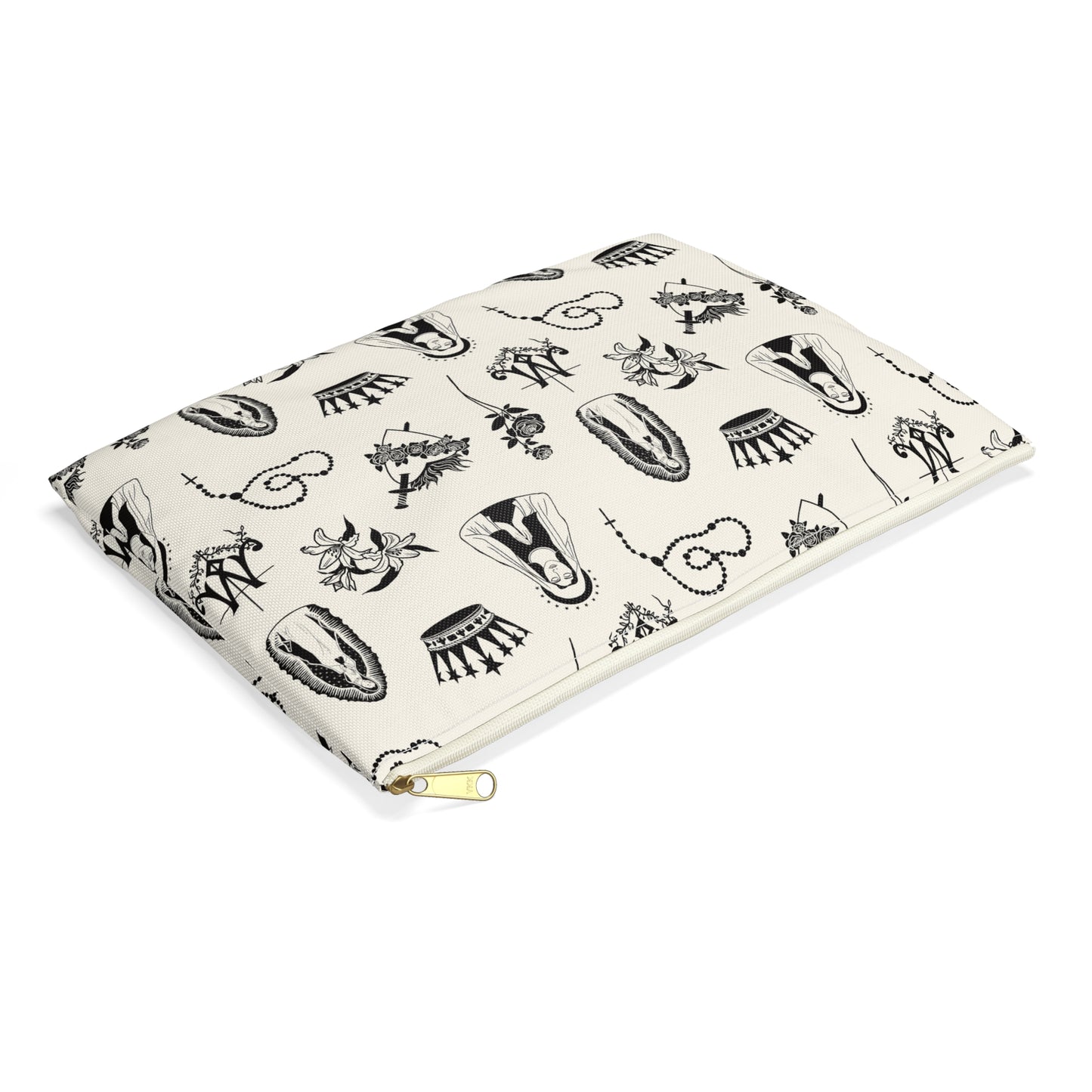 Virgin Mary Toile Accessory Pouch in Ecru/Black