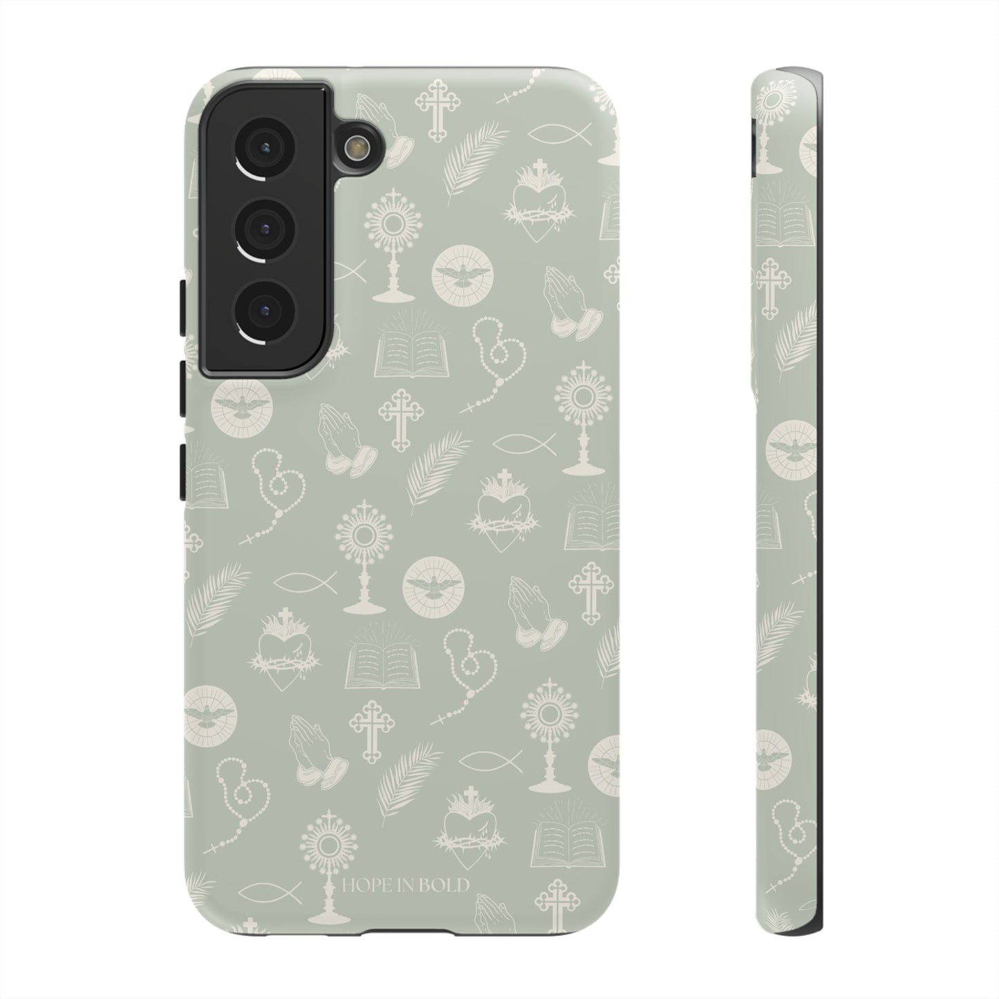 Catholic Toile Phone Case in Sage/Ecru