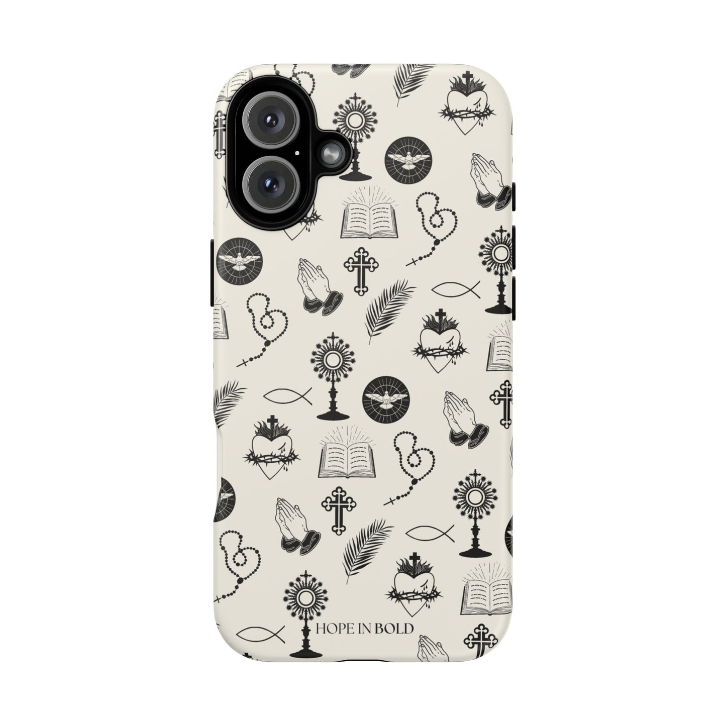 Catholic Toile Phone Case in Ecru/Black