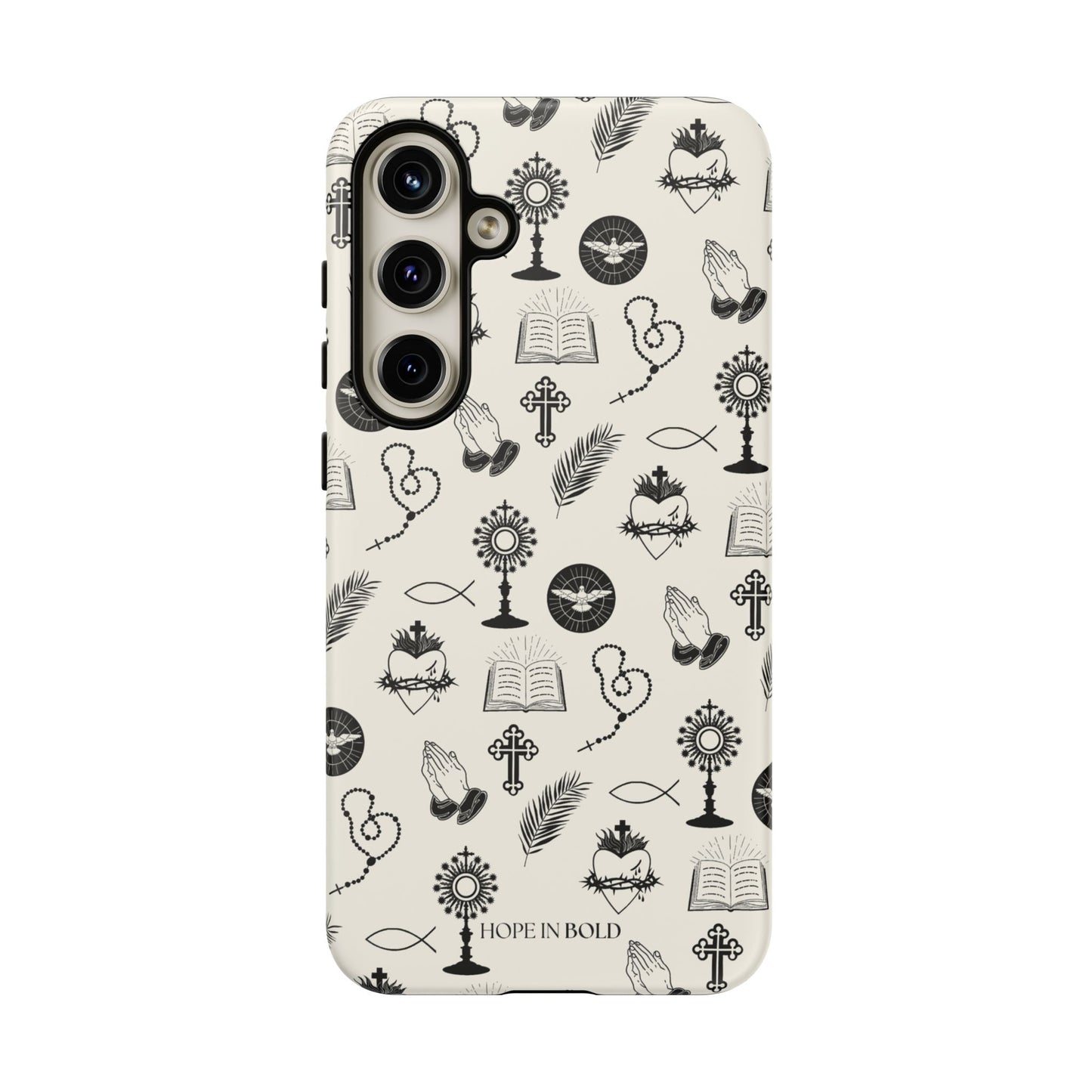 Catholic Toile Phone Case in Ecru/Black