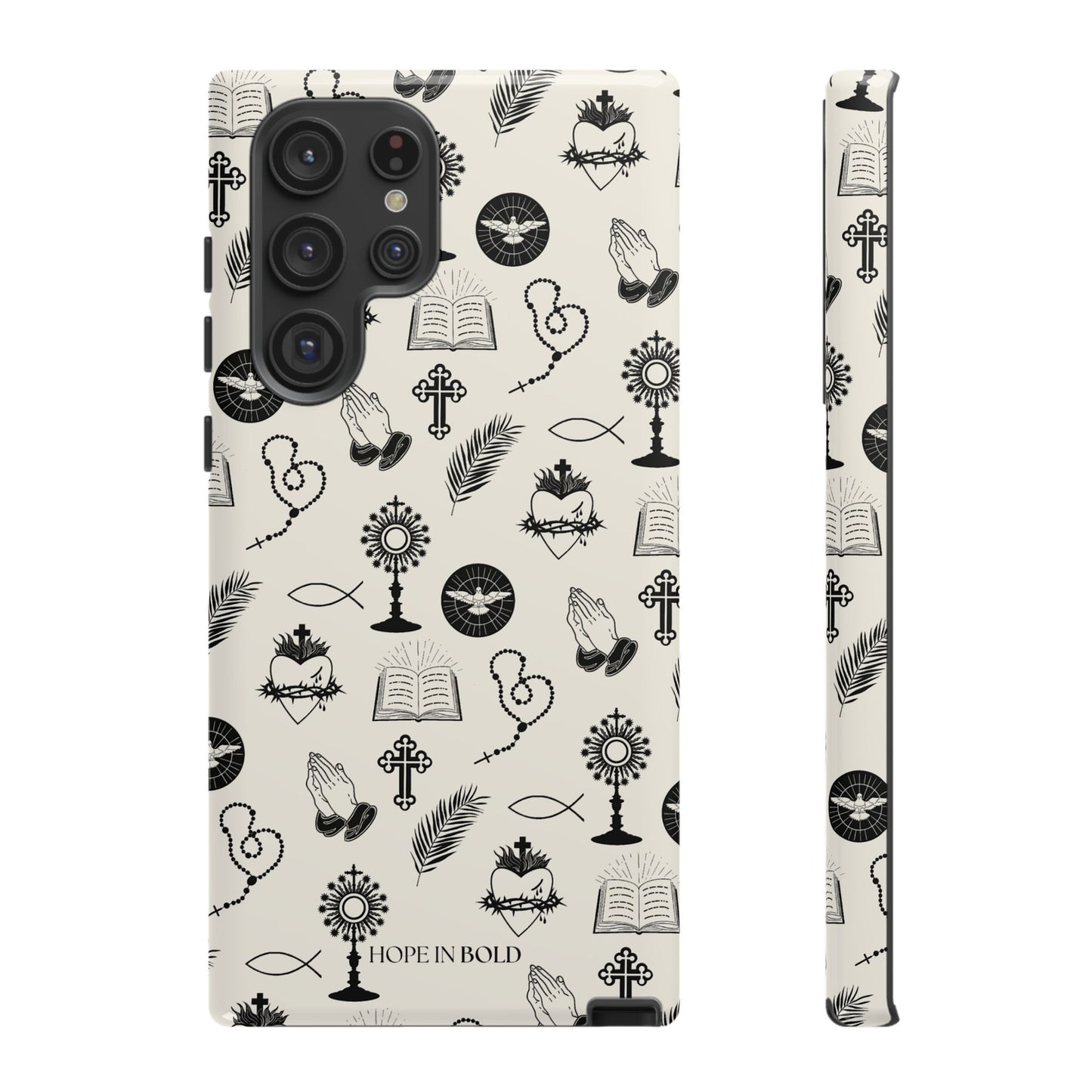 Catholic Toile Phone Case in Ecru/Black