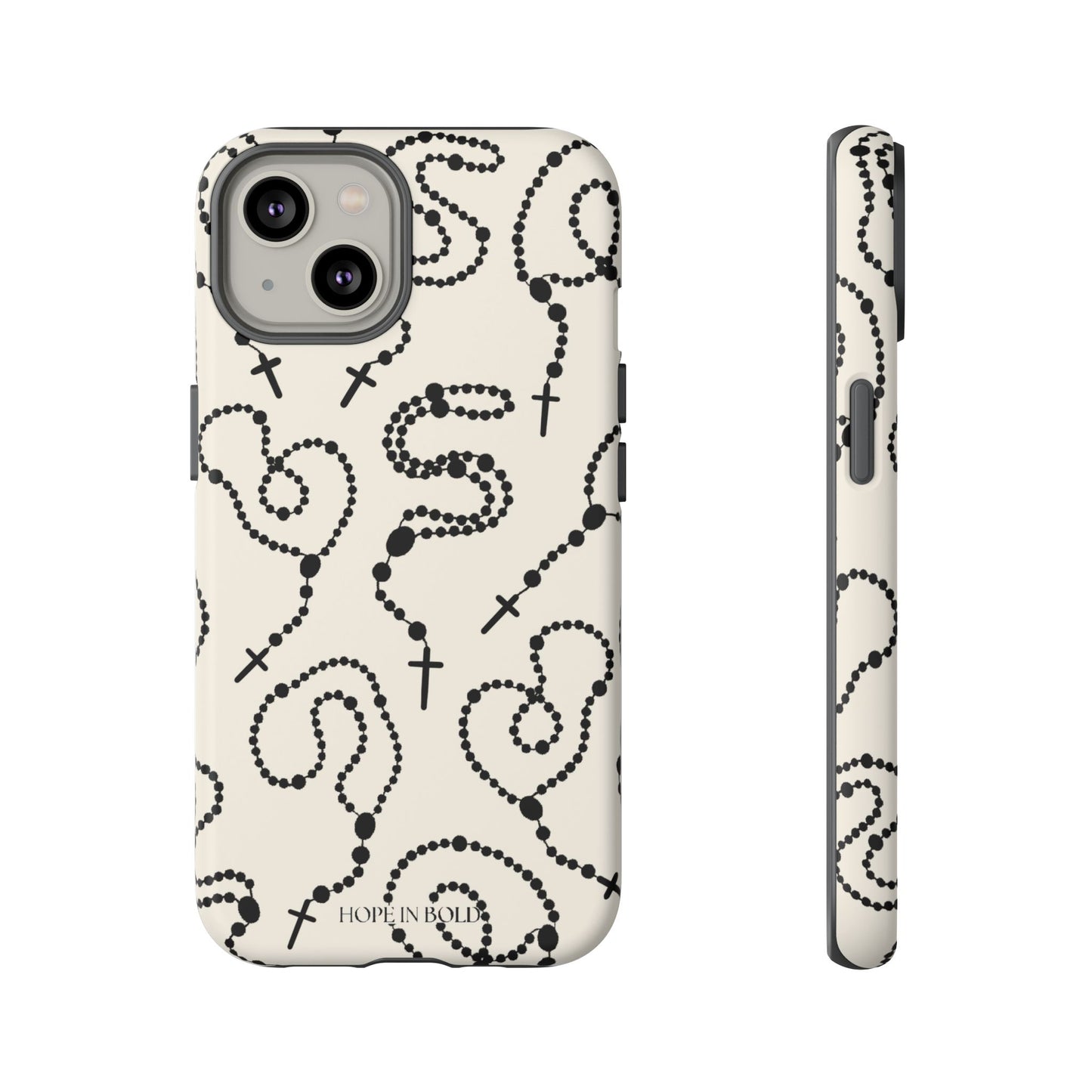 Rosary Phone Case in Ecru/Black