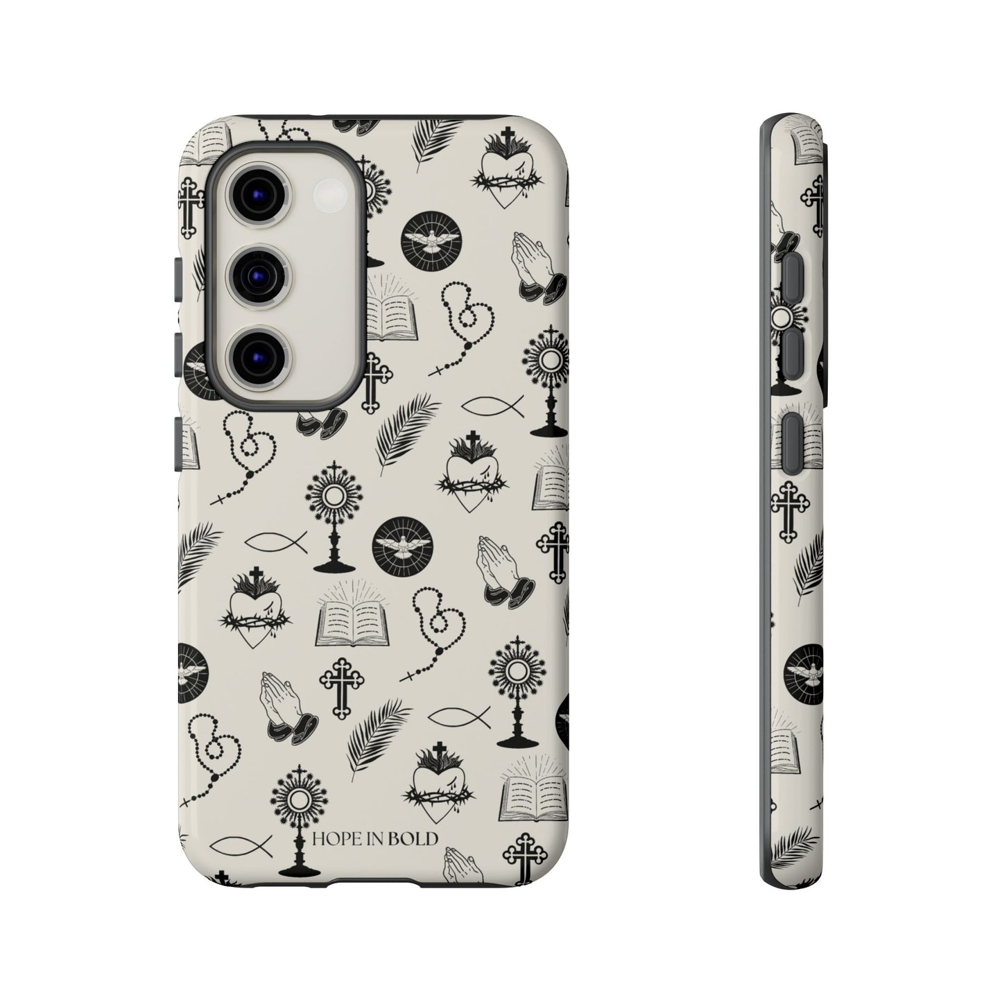 Catholic Toile Phone Case in Ecru/Black