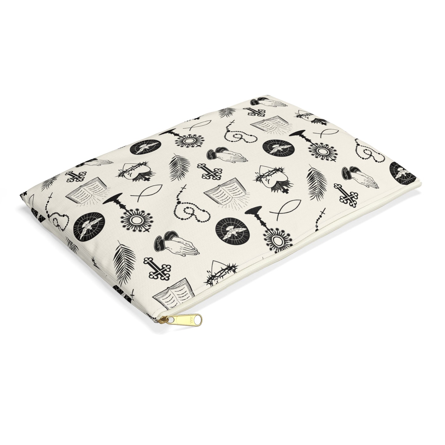 Catholic Toile Accessory Pouch in Ecru/Black