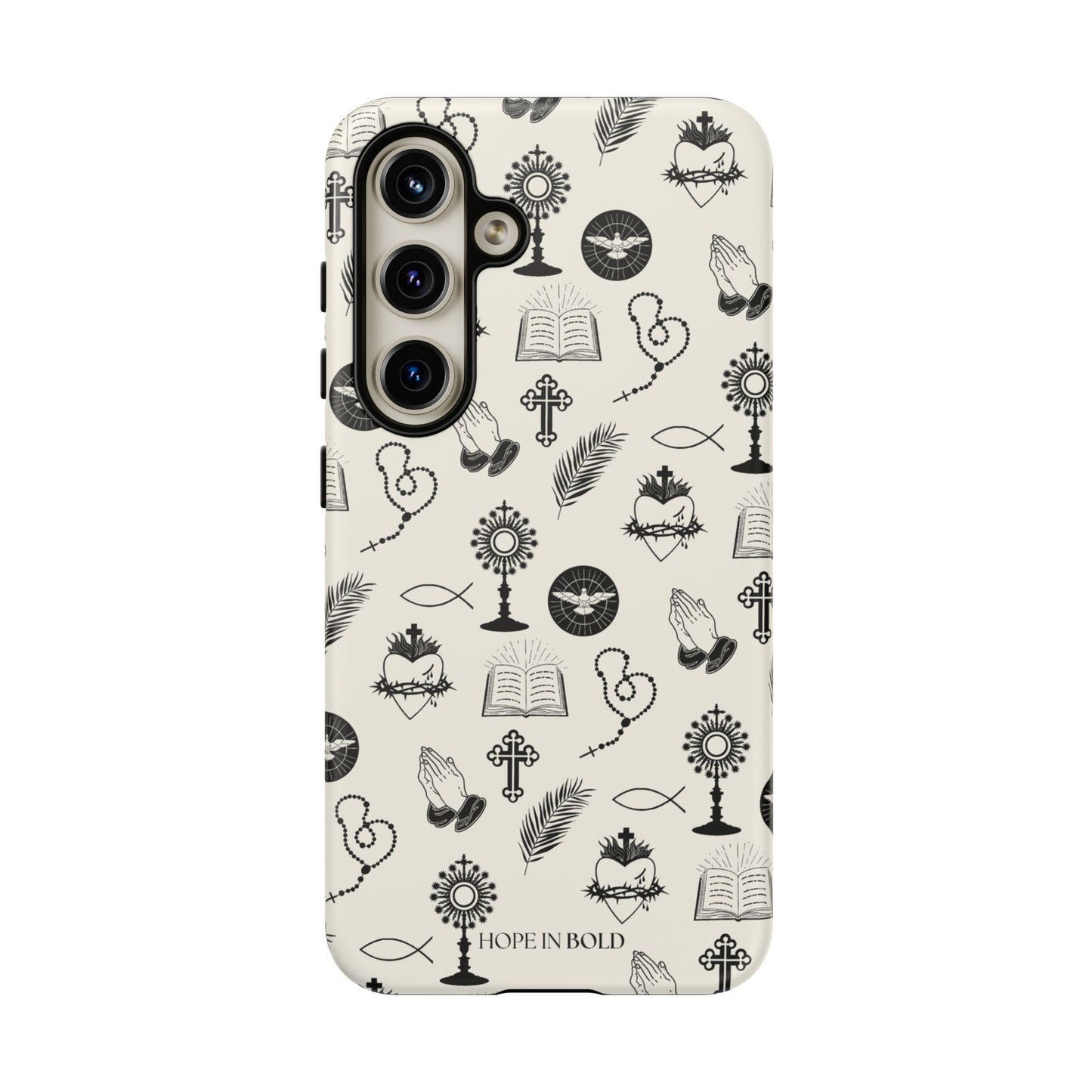 Catholic Toile Phone Case in Ecru/Black