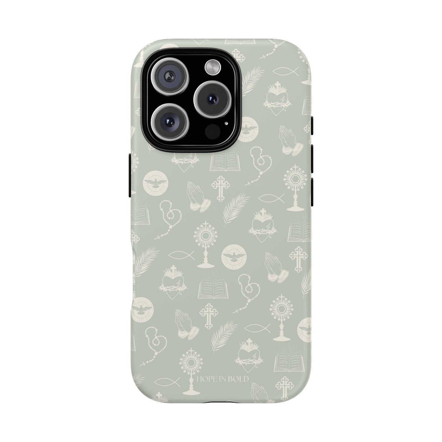 Catholic Toile Phone Case in Sage/Ecru