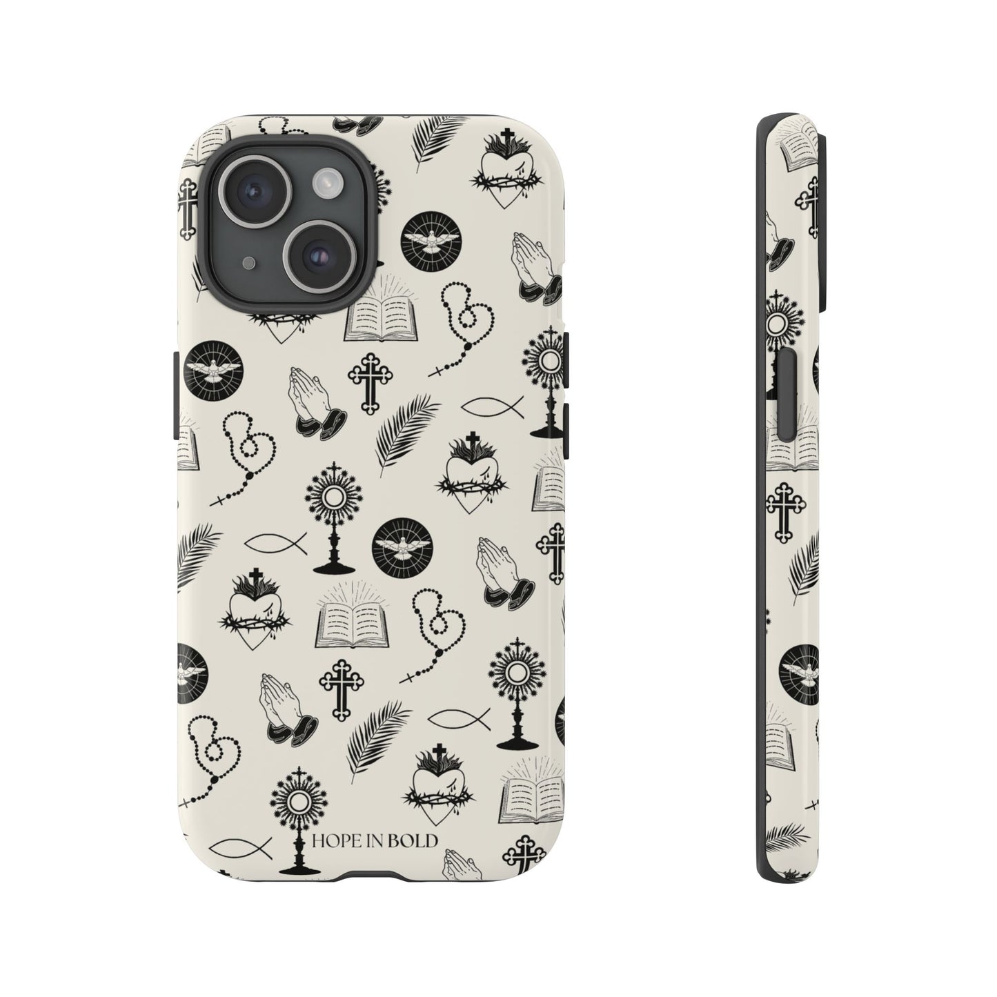 Catholic Toile Phone Case in Ecru/Black