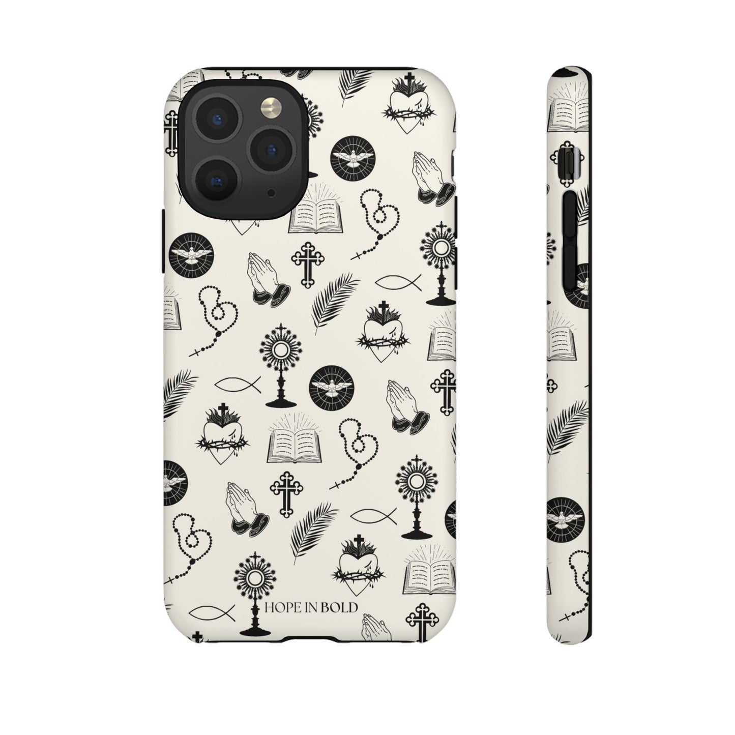 Catholic Toile Phone Case in Ecru/Black