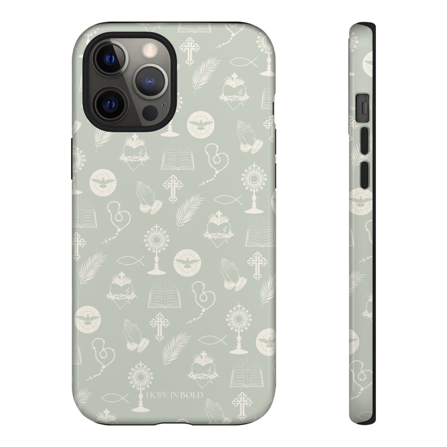 Catholic Toile Phone Case in Sage/Ecru