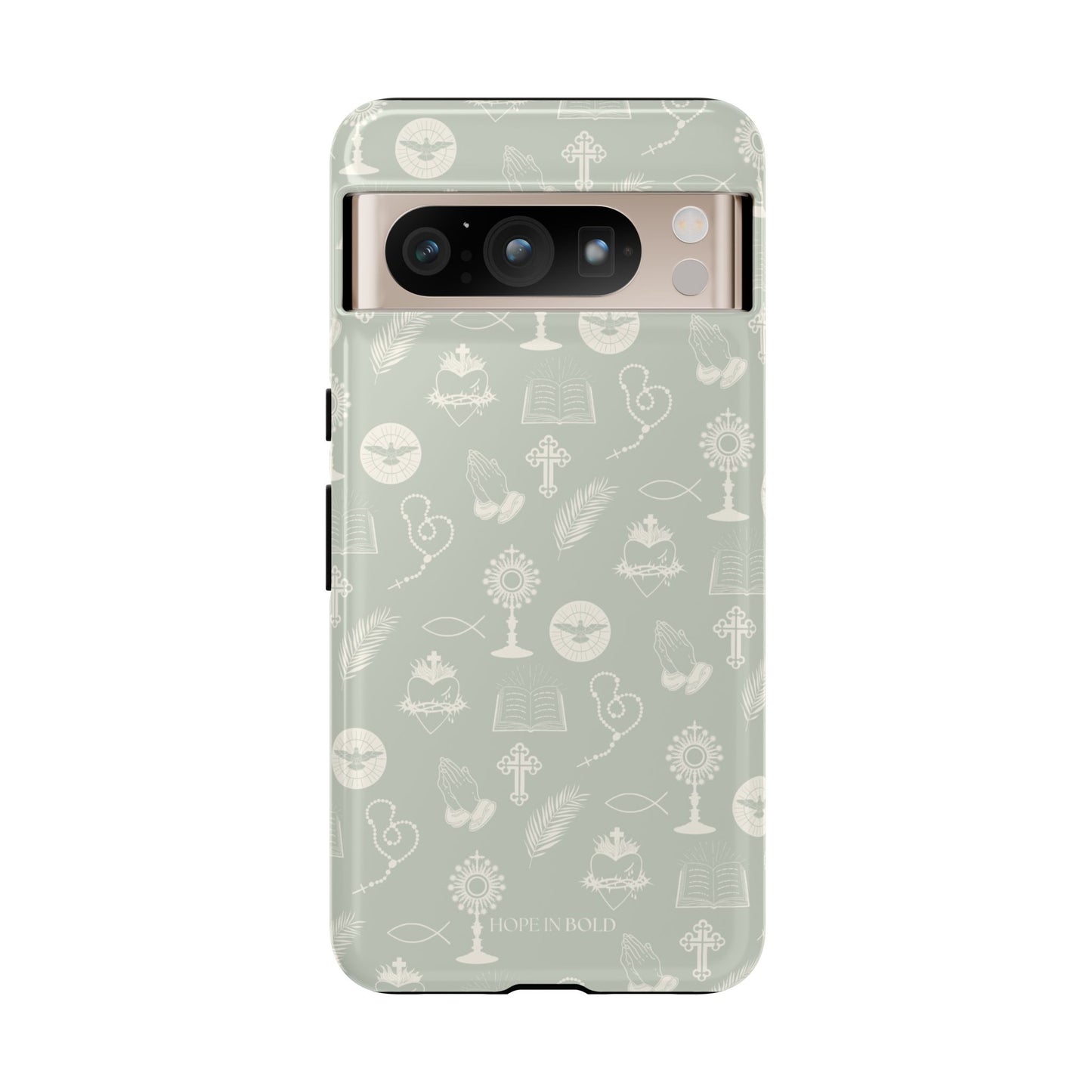 Catholic Toile Phone Case in Sage/Ecru