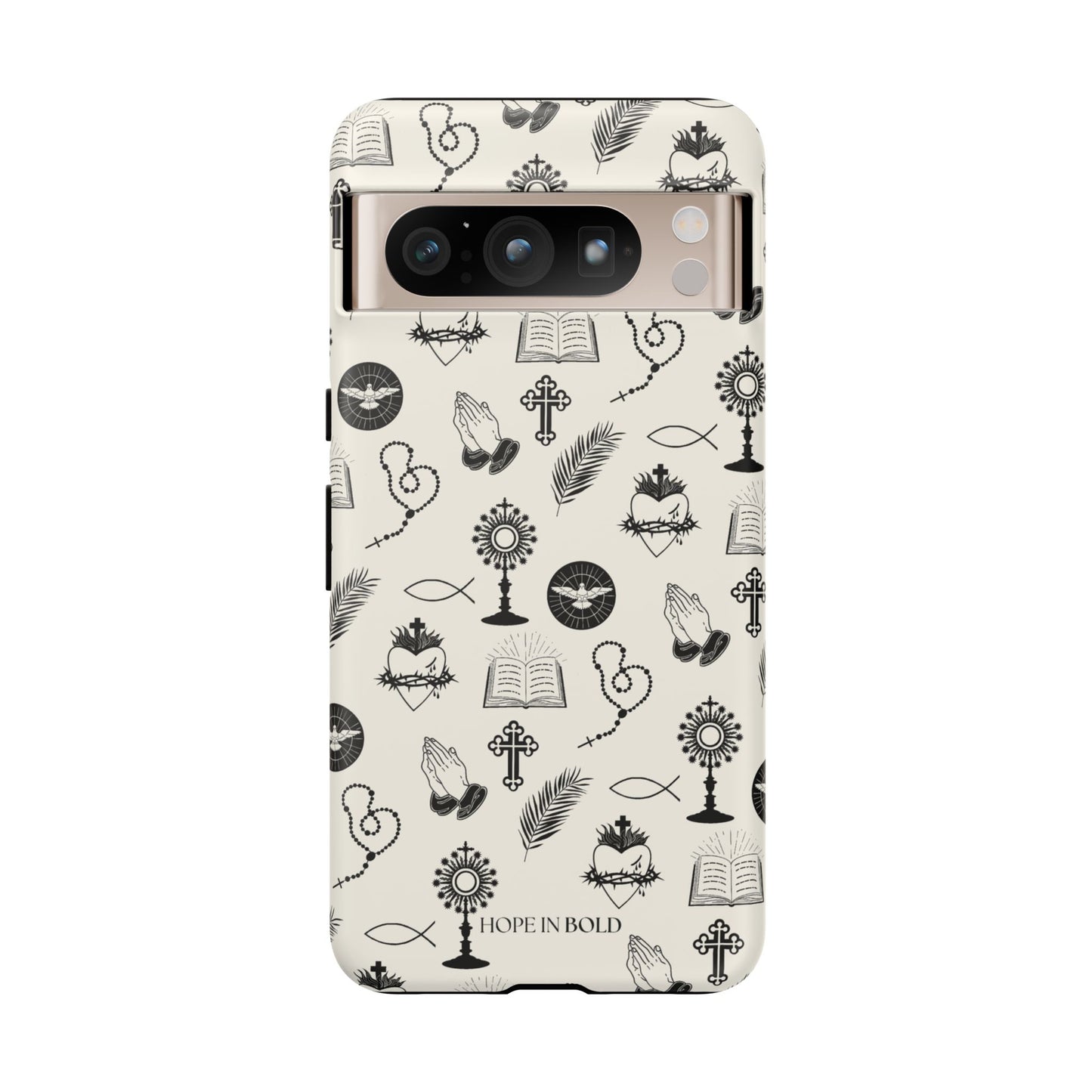 Catholic Toile Phone Case in Ecru/Black