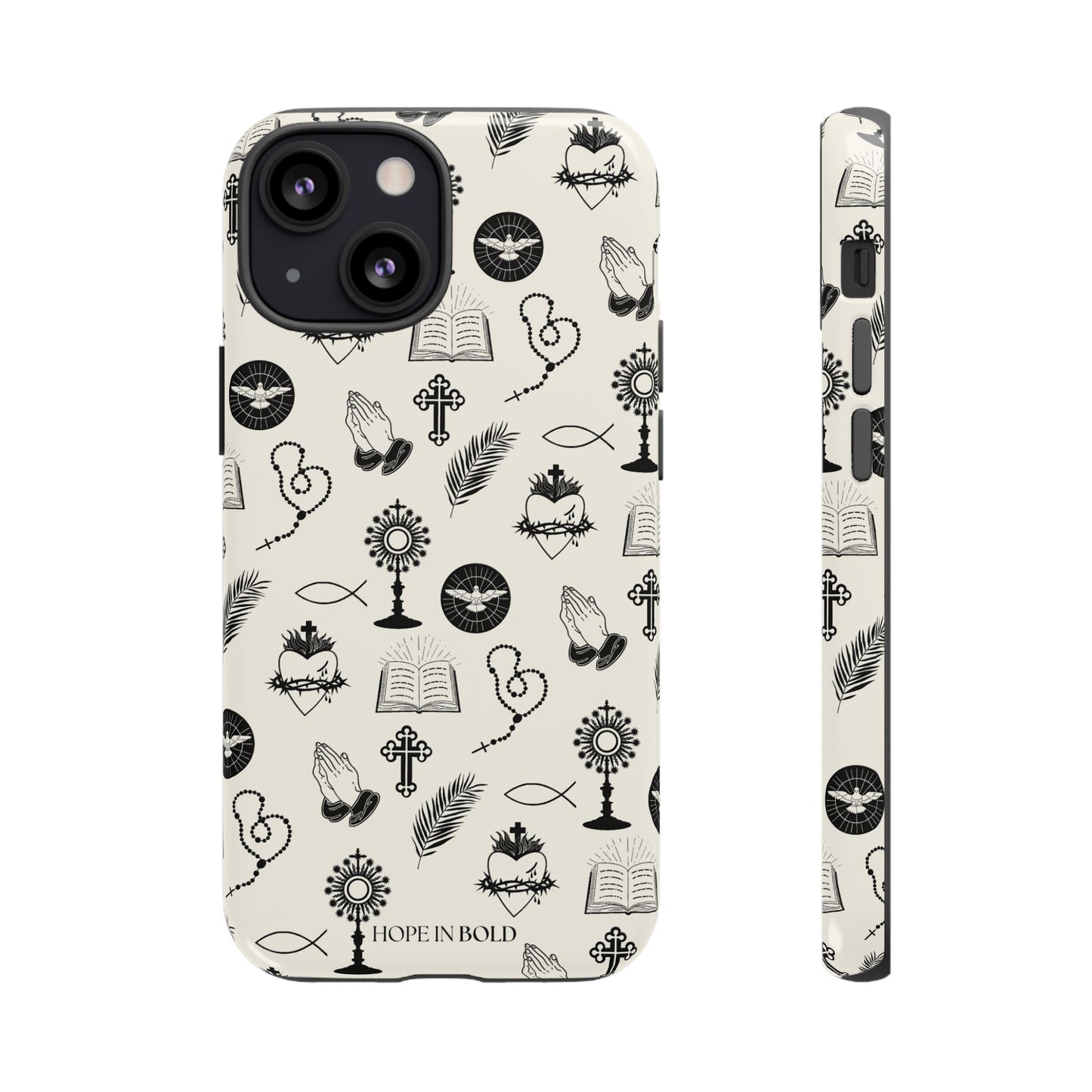 Catholic Toile Phone Case in Ecru/Black